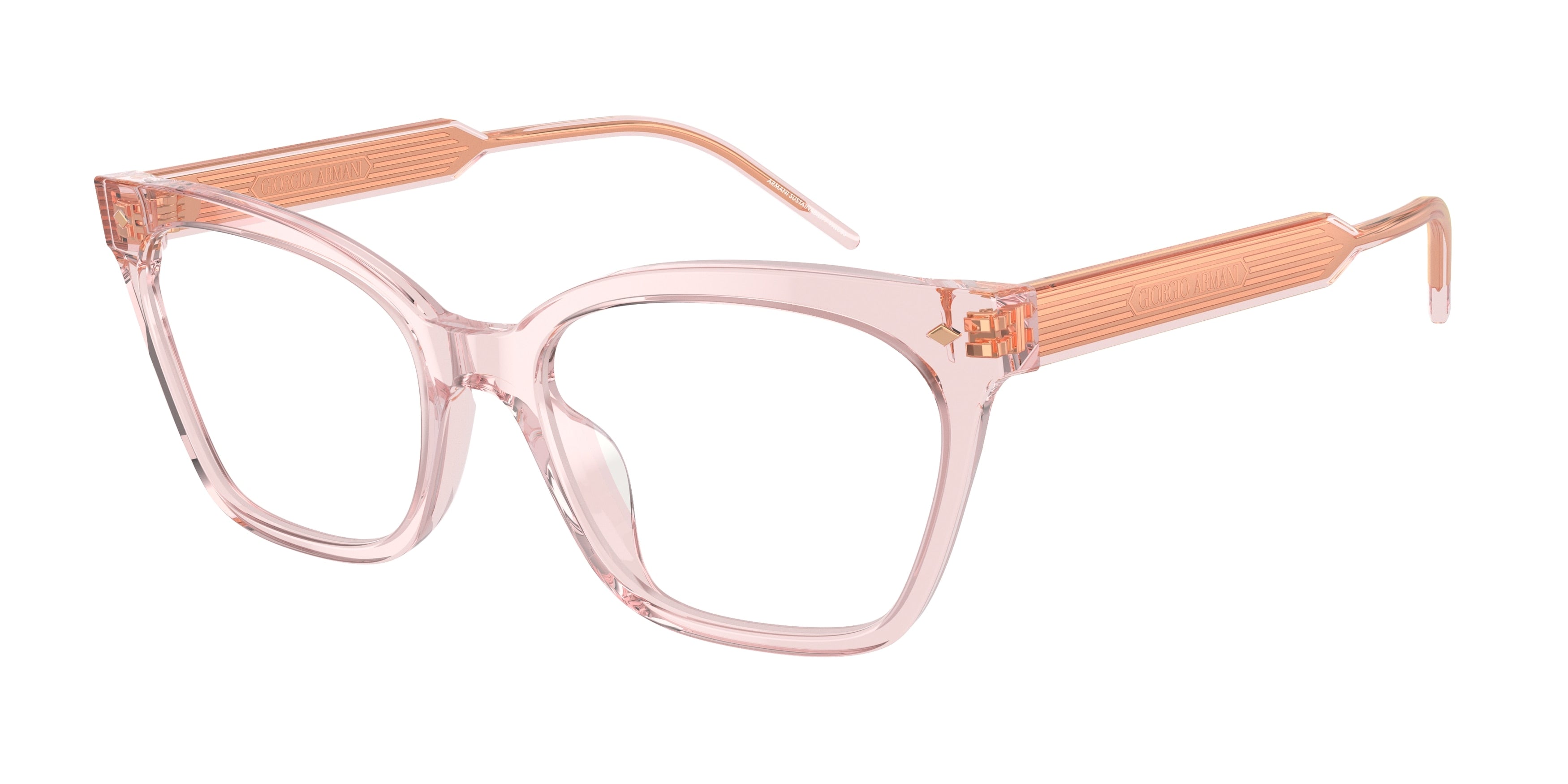 Giorgio Armani AR7257U Cat Eye Eyeglasses  6073-Transparent Pink 54-140-18 - Color Map Pink