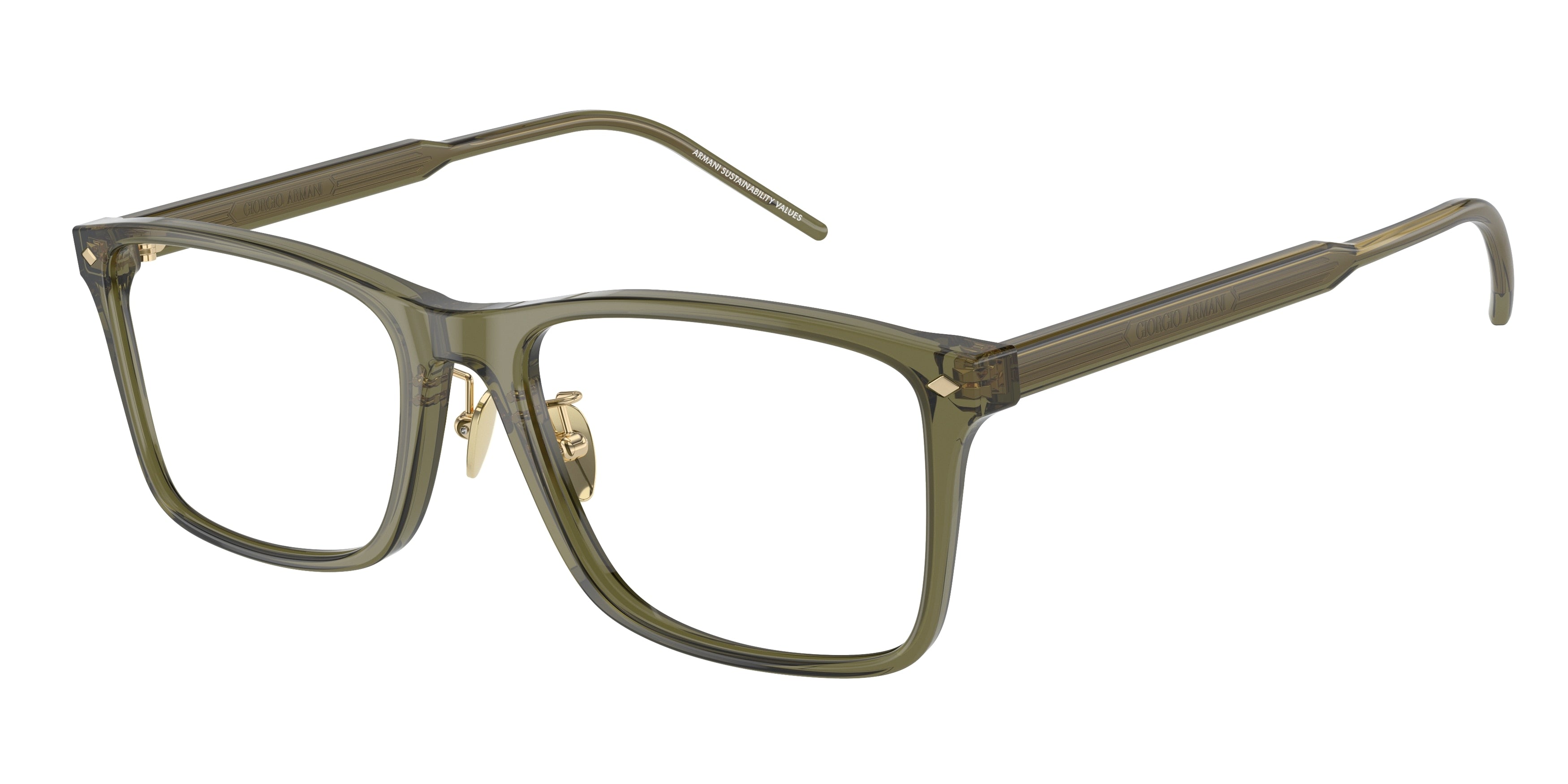 Giorgio Armani AR7258F Rectangle Eyeglasses  6074-Transparent Green 55-145-18 - Color Map Green