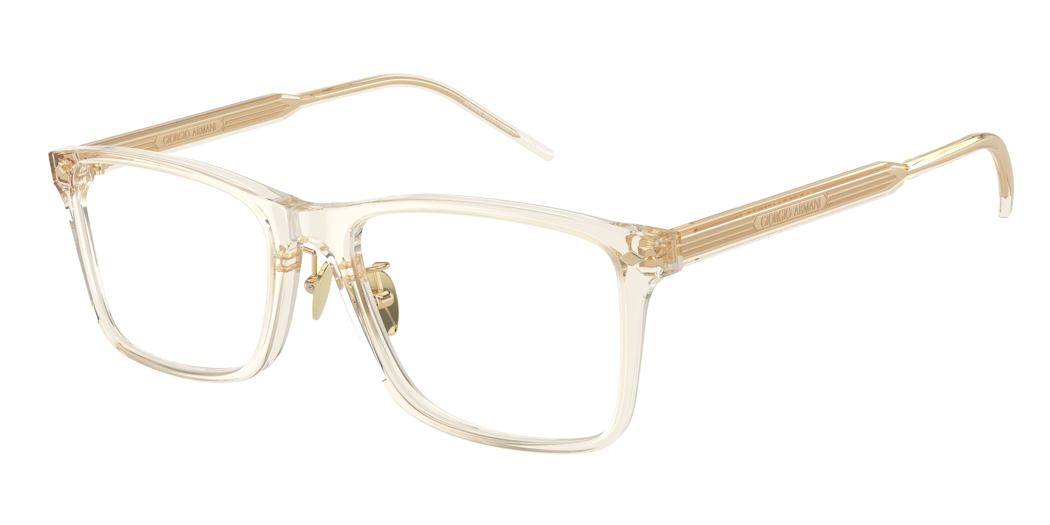 Giorgio Armani AR7258F Rectangle Eyeglasses  6077-Transparent Yellow 55-145-18 - Color Map Yellow