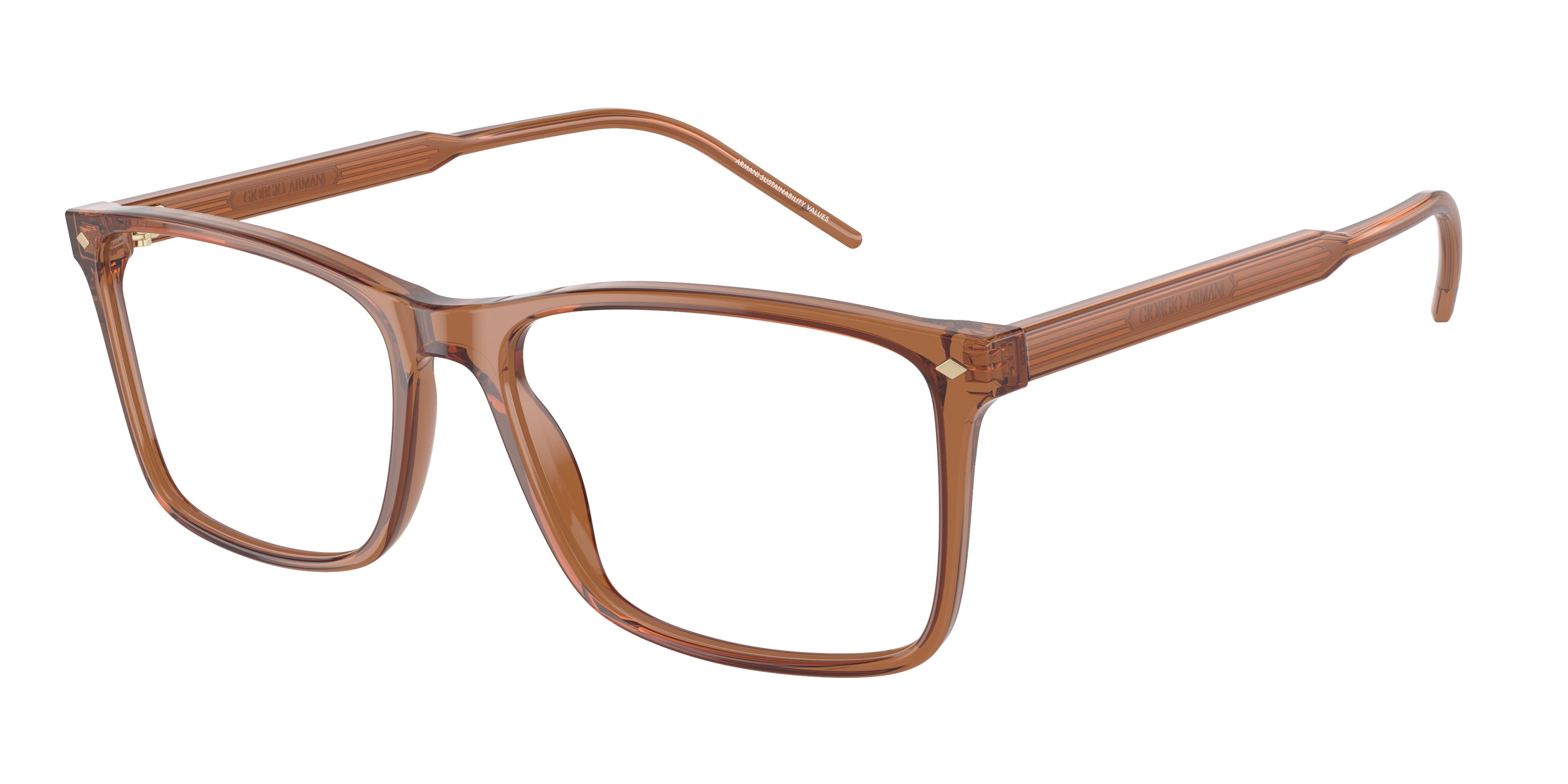 Giorgio Armani AR7258 Rectangle Eyeglasses  5932-Transparent Brown 57-145-17 - Color Map Brown