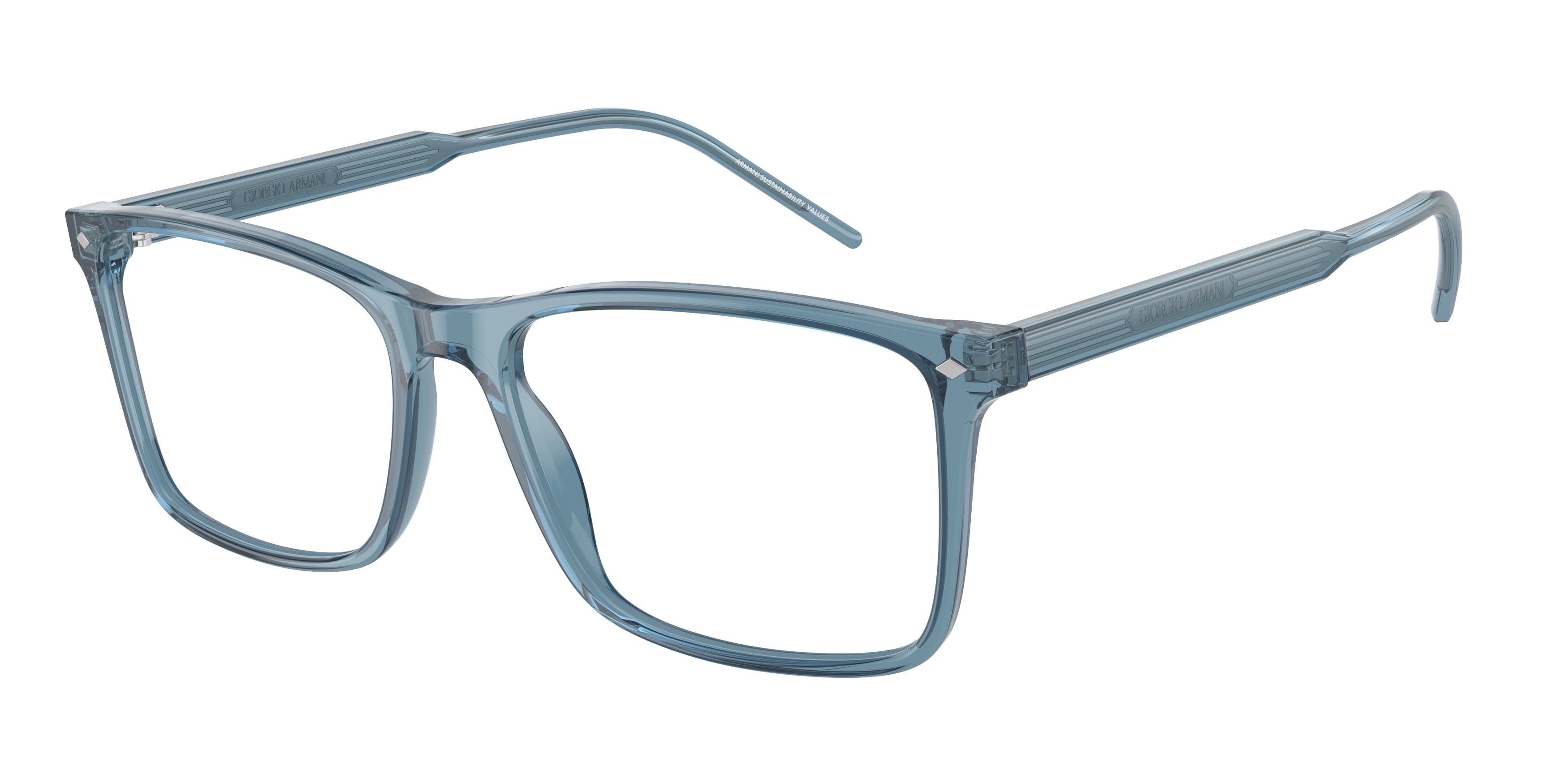 Giorgio Armani AR7258 Rectangle Eyeglasses  6071-Transparent Blue 57-145-17 - Color Map Blue