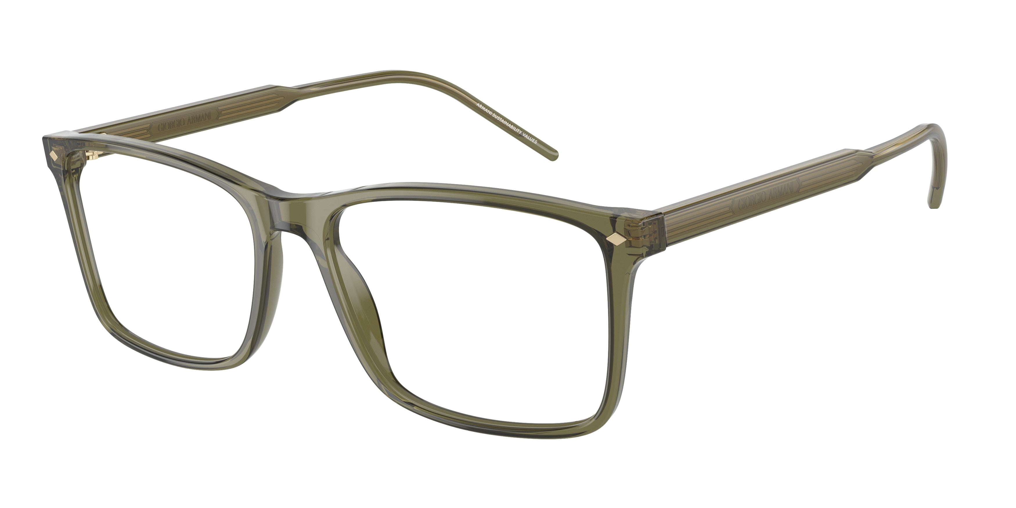 Giorgio Armani AR7258 Rectangle Eyeglasses  6074-Transparent Green 57-145-17 - Color Map Green