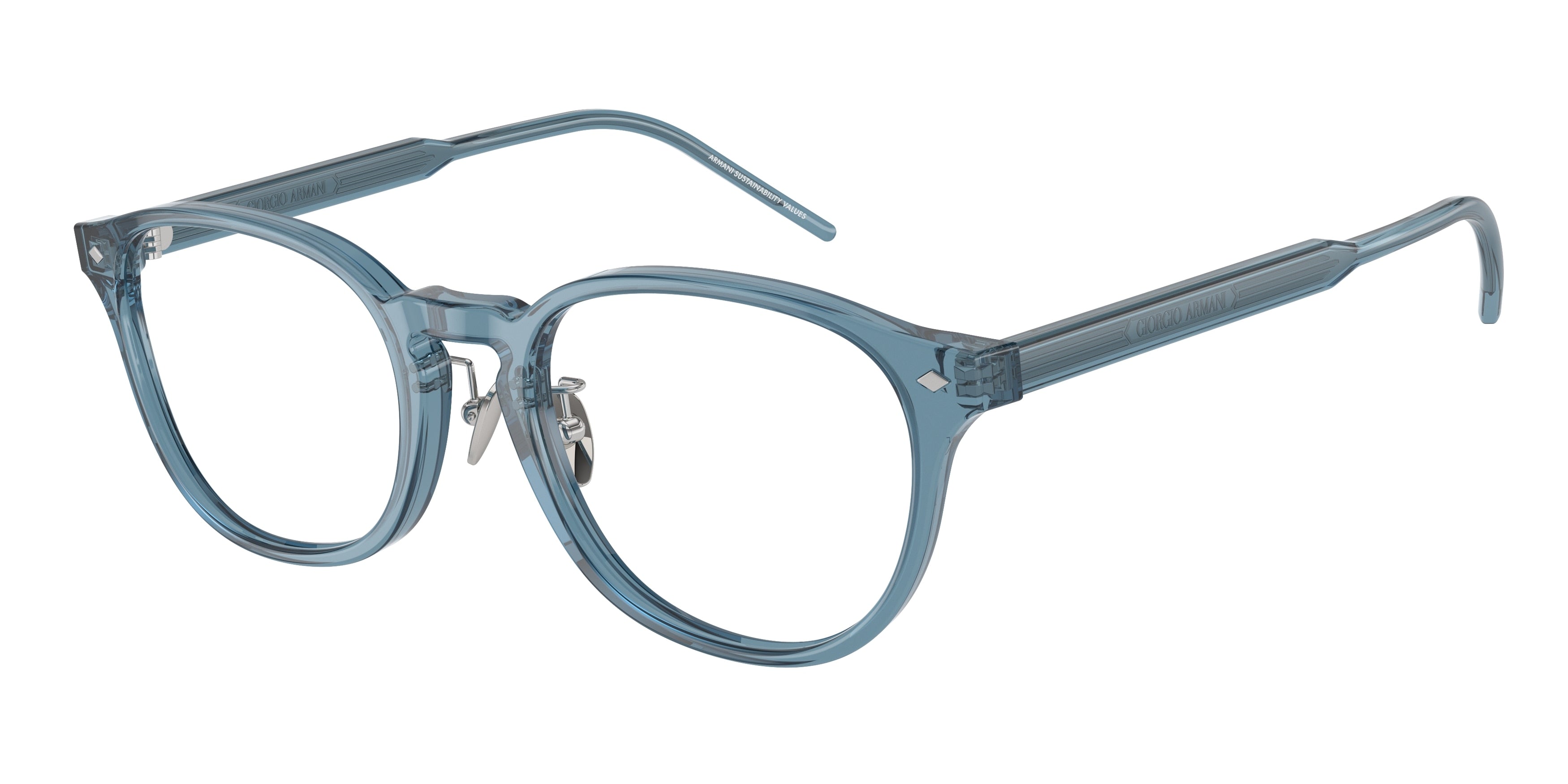 Giorgio Armani AR7259F Phantos Eyeglasses  6071-Transparent Blue 52-145-20 - Color Map Blue