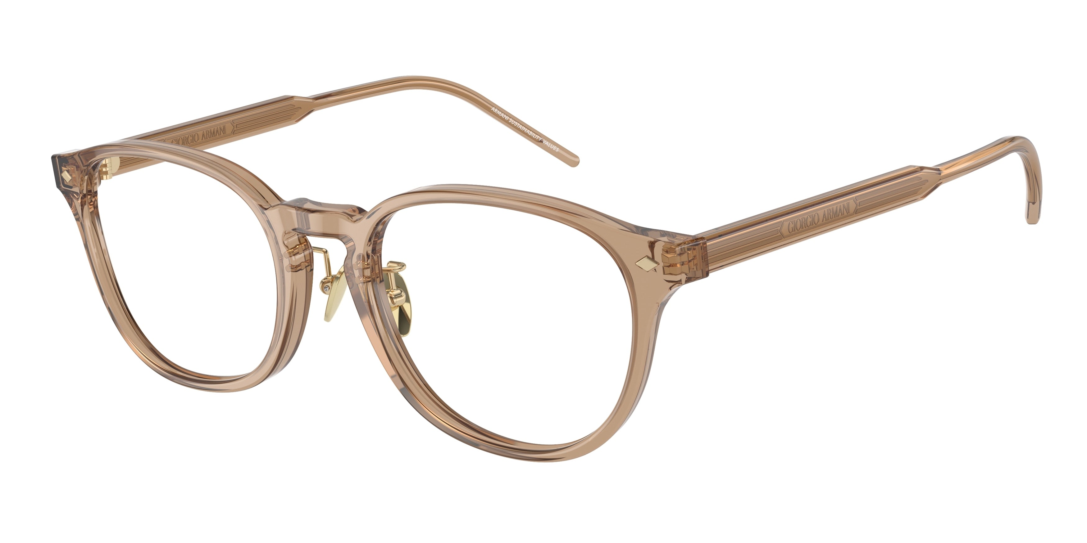 Giorgio Armani AR7259F Phantos Eyeglasses  6072-Transparent Brown 52-145-20 - Color Map Brown