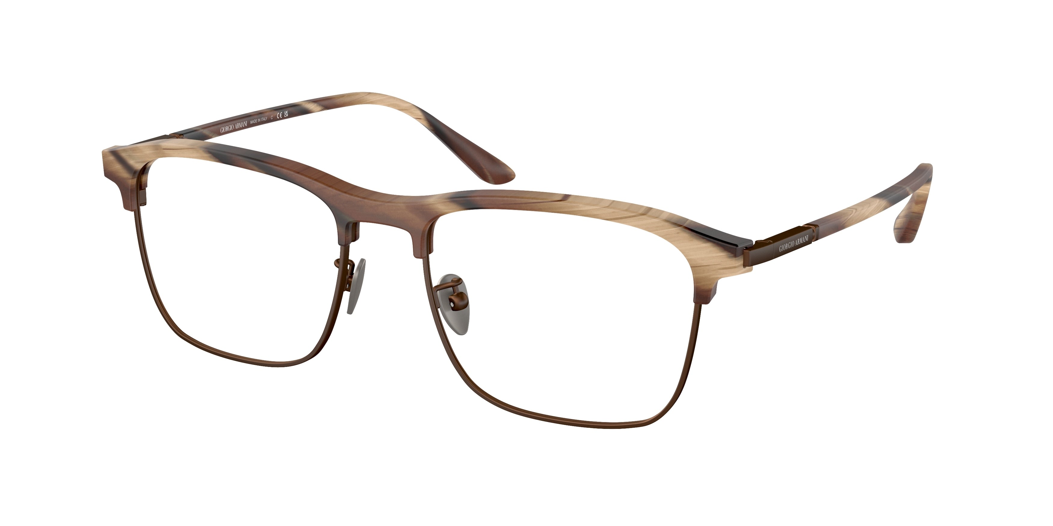 Giorgio Armani AR7262 Rectangle Eyeglasses  6065-Matte Brown Horn 54-145-18 - Color Map Brown