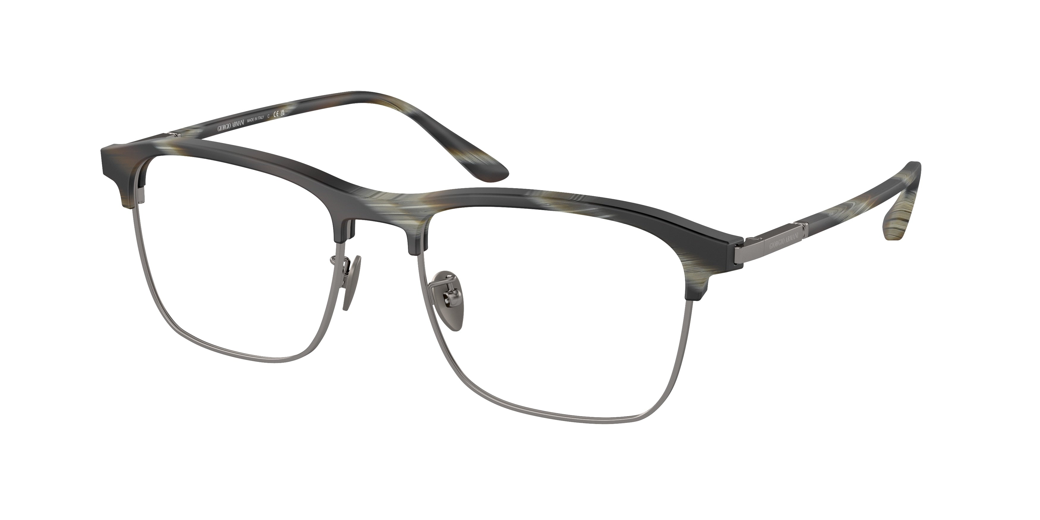 Giorgio Armani AR7262 Rectangle Eyeglasses  6066-Matte Green Horn 54-145-18 - Color Map Green