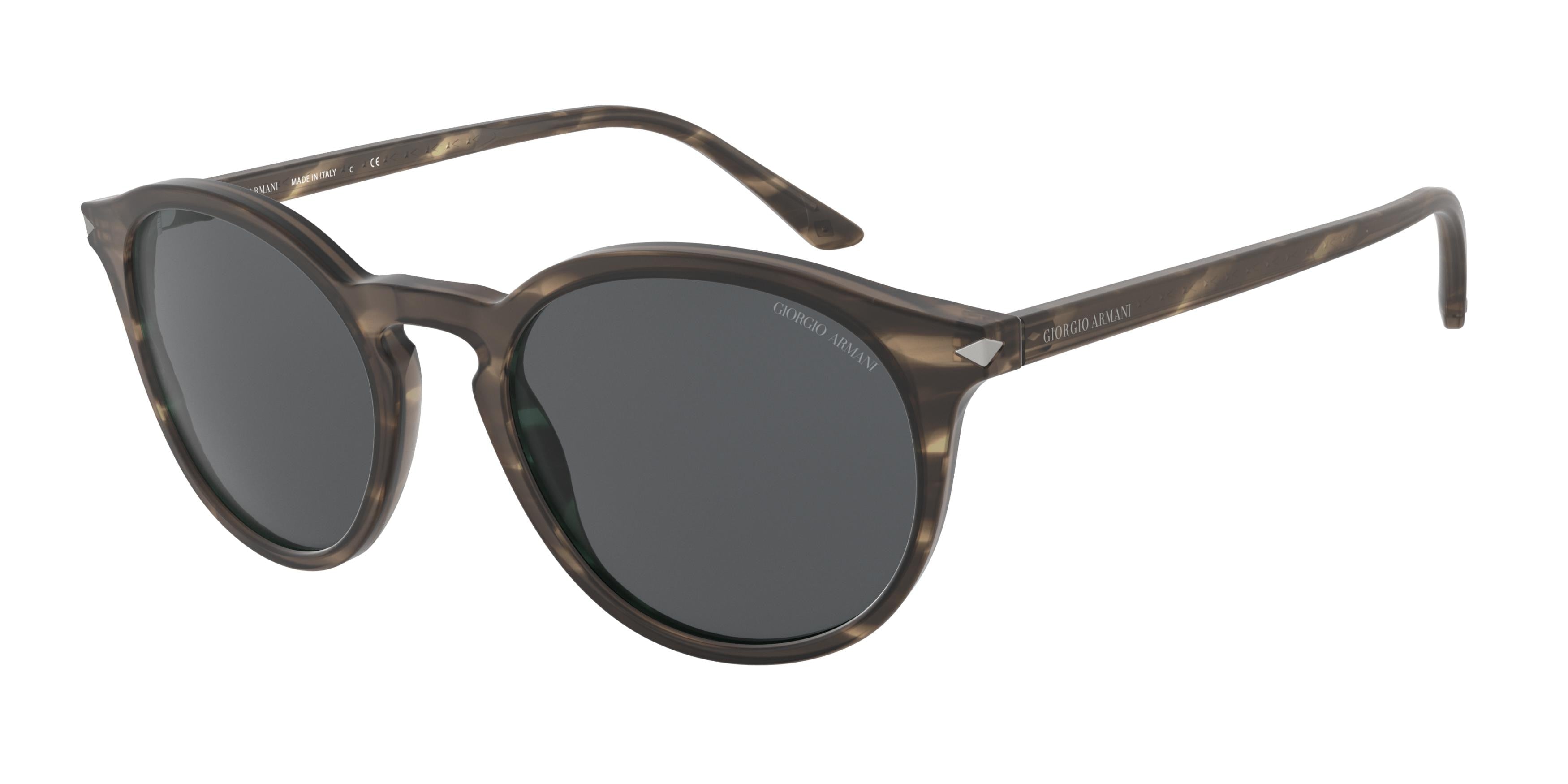 Giorgio Armani AR8122 Pilot Sunglasses  577287-Matte Striped Brown 52-145-20 - Color Map Brown