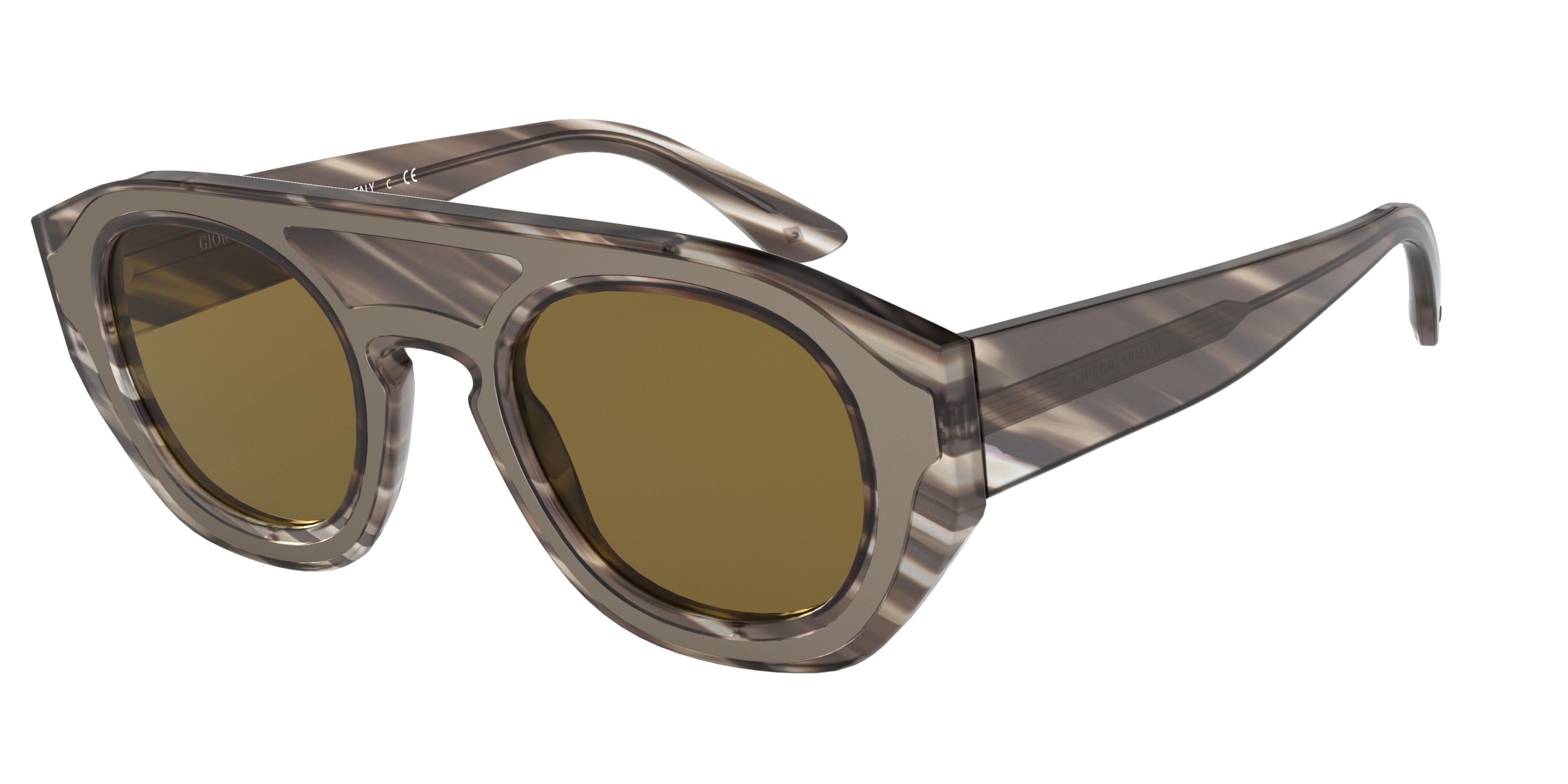 Giorgio Armani AR8135 Rectangle Sunglasses  582073-Striped Grey 47-145-24 - Color Map Grey