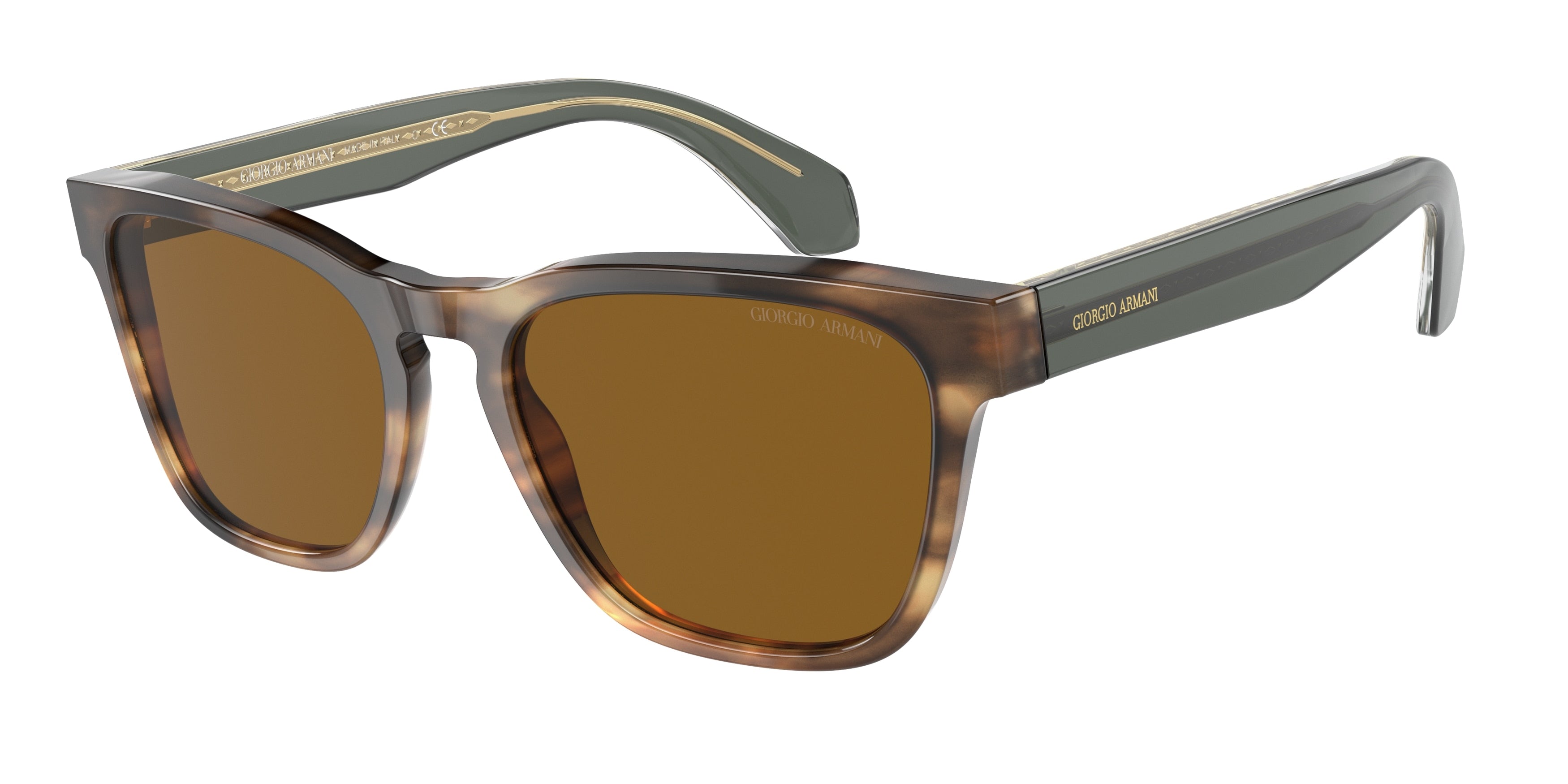 Giorgio Armani AR8155 Rectangle Sunglasses  594233-Opal Striped Brown 55-145-19 - Color Map Brown