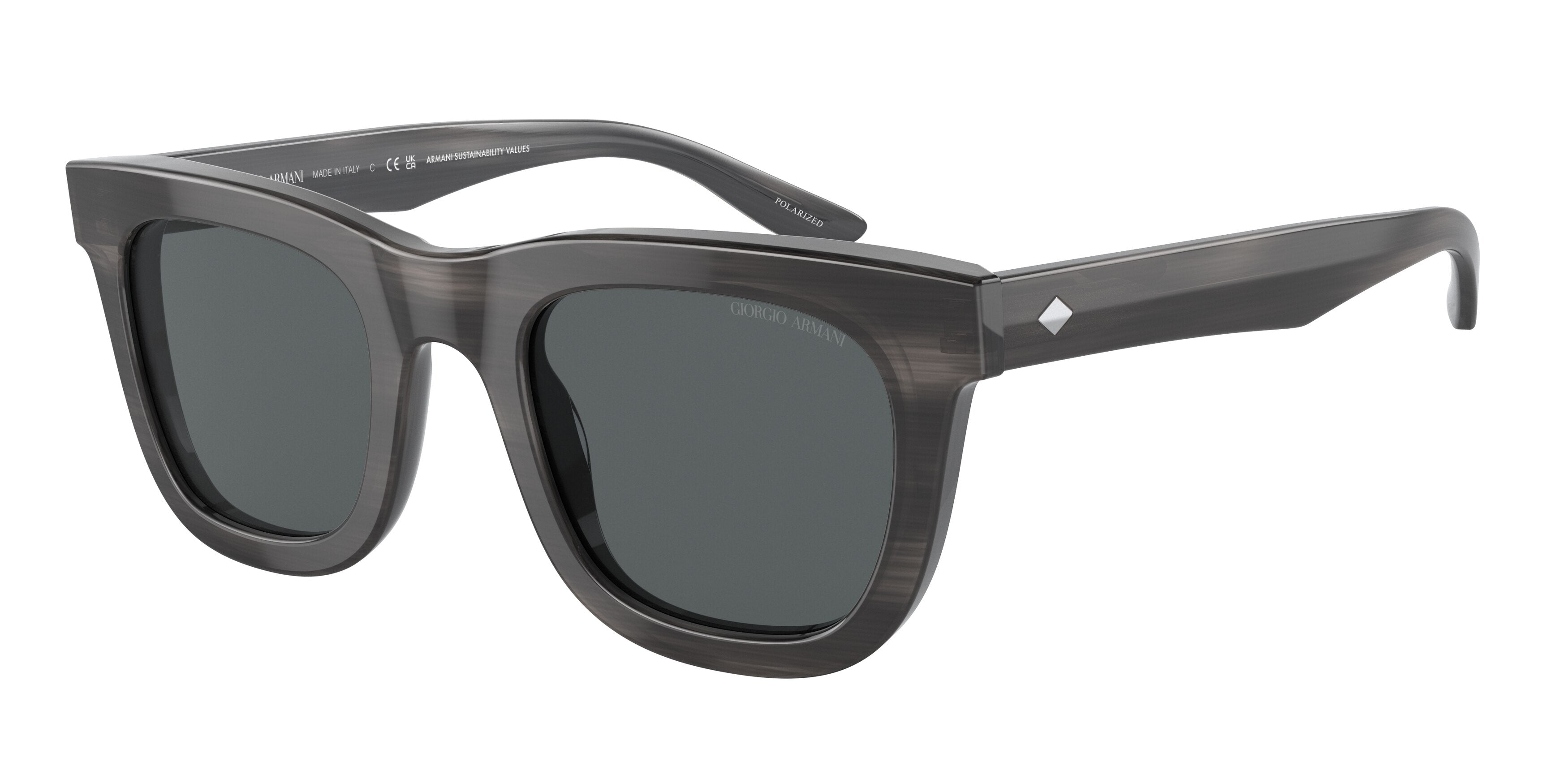 Giorgio Armani AR8171F Rectangle Sunglasses  5964P2-Striped Grey 51-145-23 - Color Map Grey