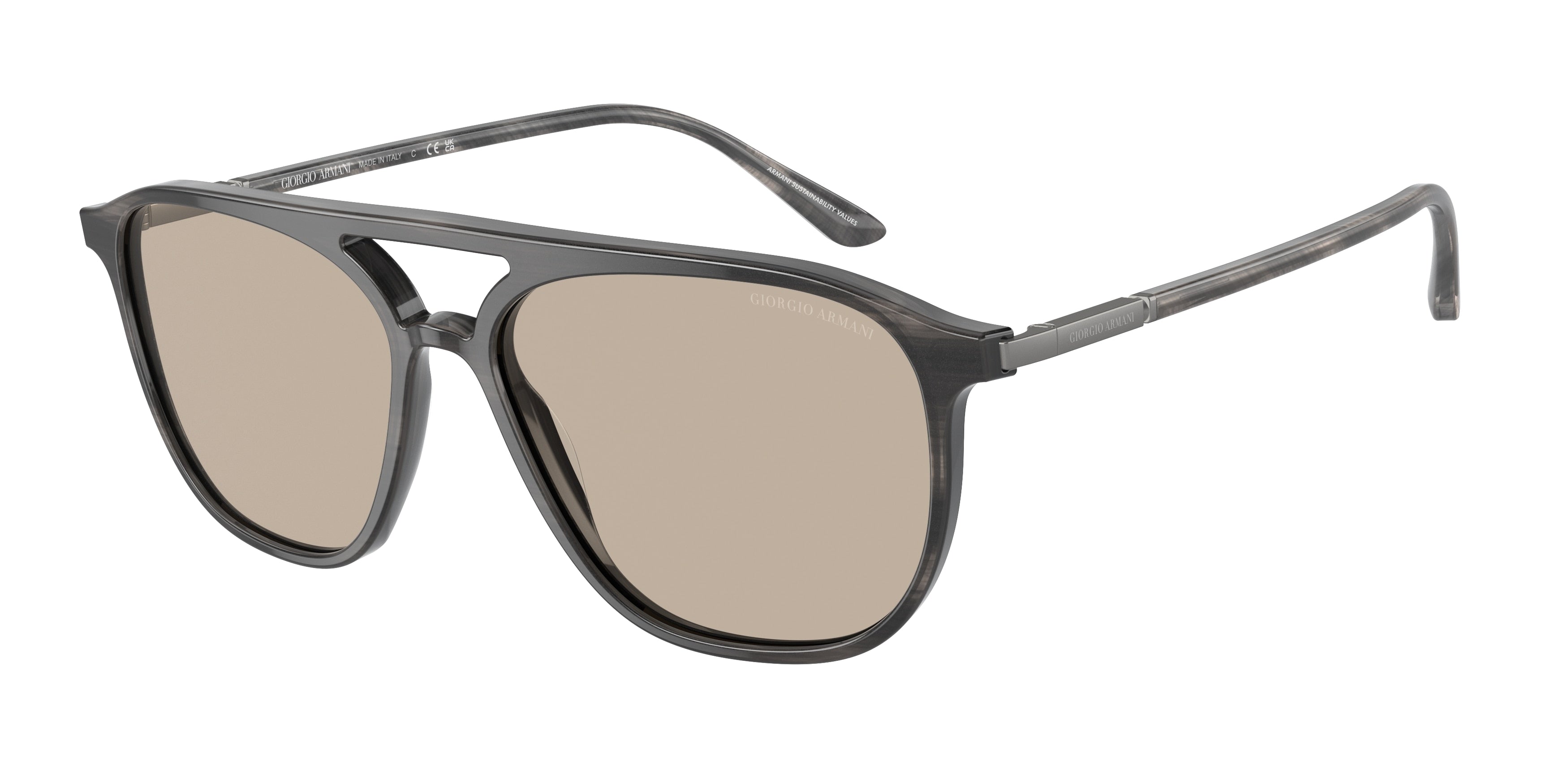 Giorgio Armani AR8179 Pilot Sunglasses  5964/3-Striped Grey 56-145-15 - Color Map Grey