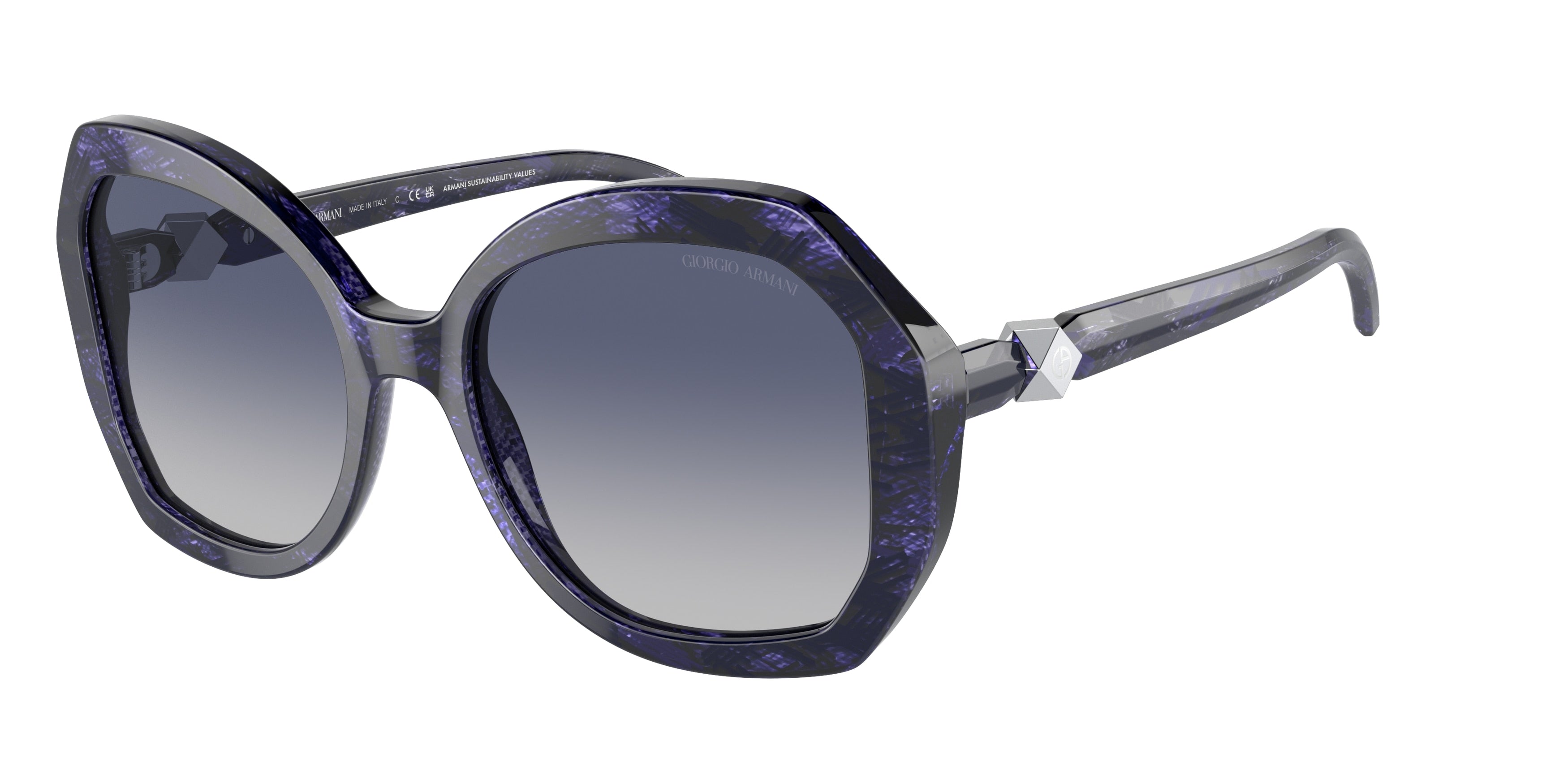 Giorgio Armani AR8180 Pilot Sunglasses  60004L-Blue Havana 54-140-19 - Color Map Blue