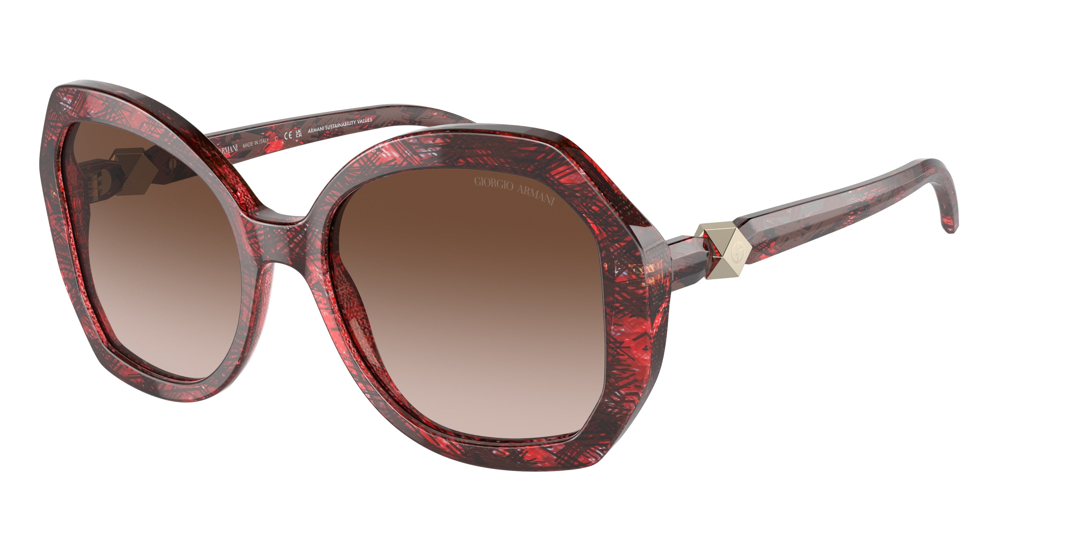 Giorgio Armani AR8180 Pilot Sunglasses  600113-Red Havana 54-140-19 - Color Map Tortoise