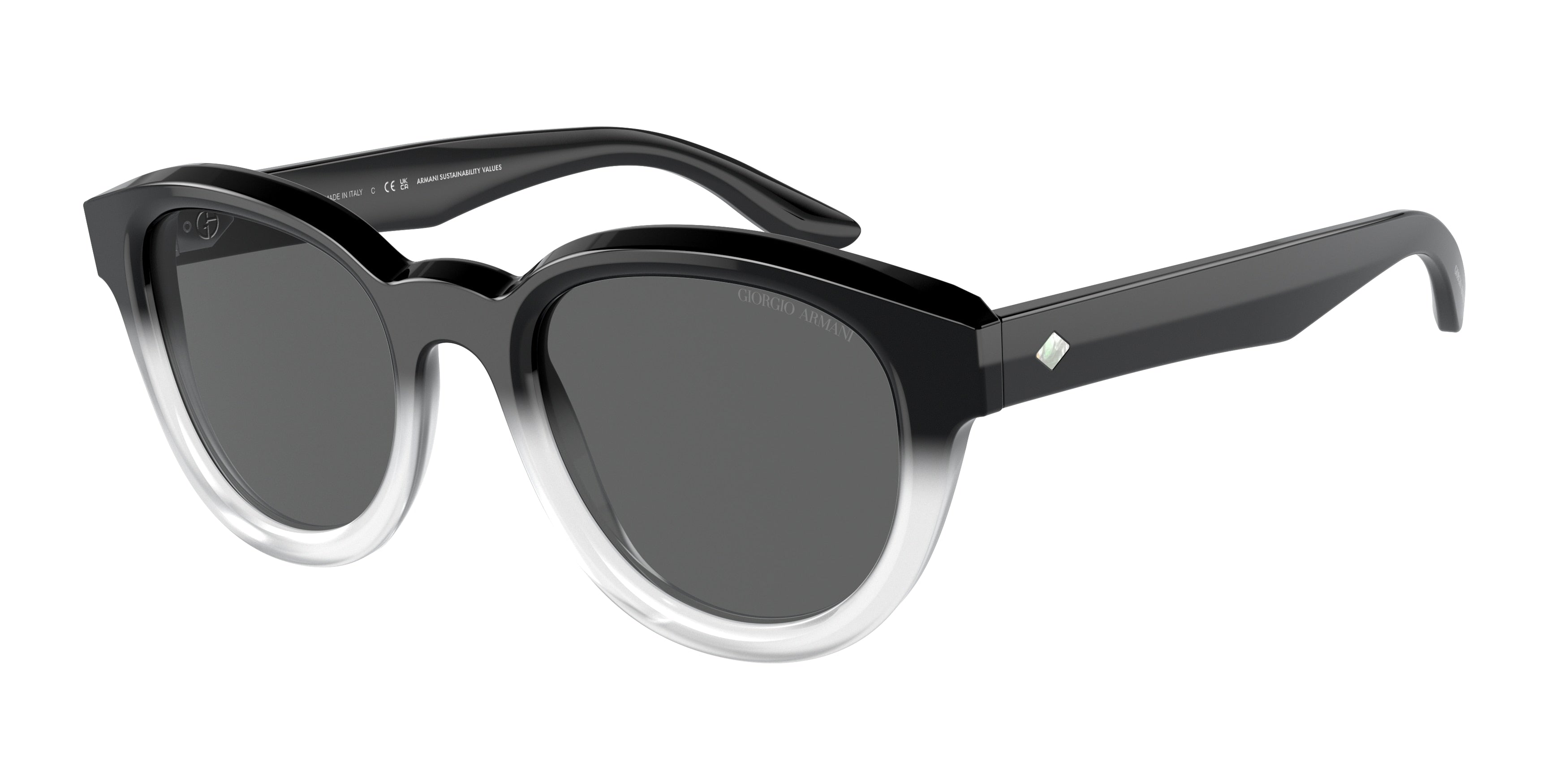 Giorgio Armani AR8181F Phantos Sunglasses  5996B1-Gradient Black/White 51-140-21 - Color Map Black