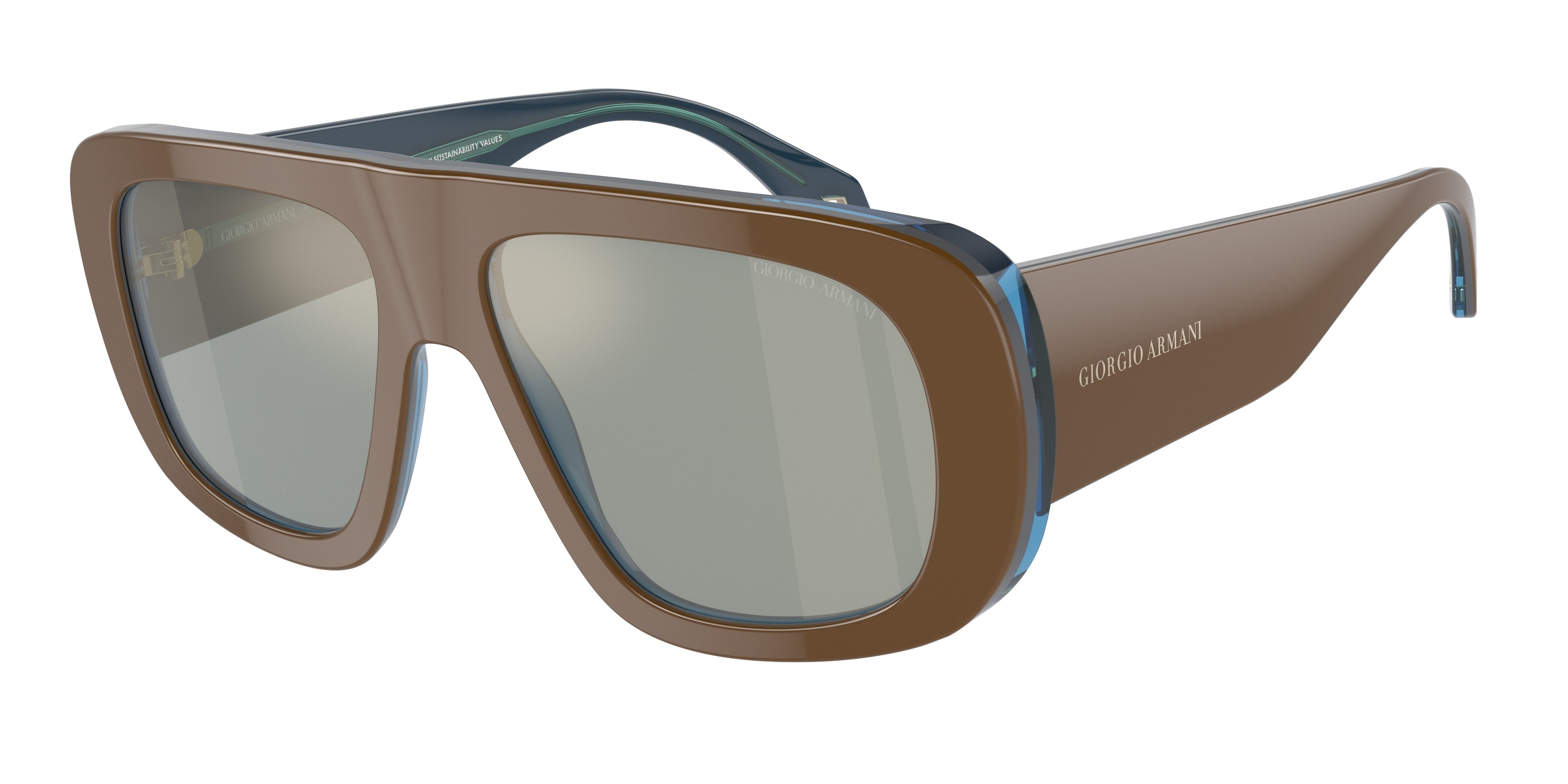 Giorgio Armani AR8183 Pillow Sunglasses  5985Y5-Brown/Transparent Blue 56-145-16 - Color Map Brown