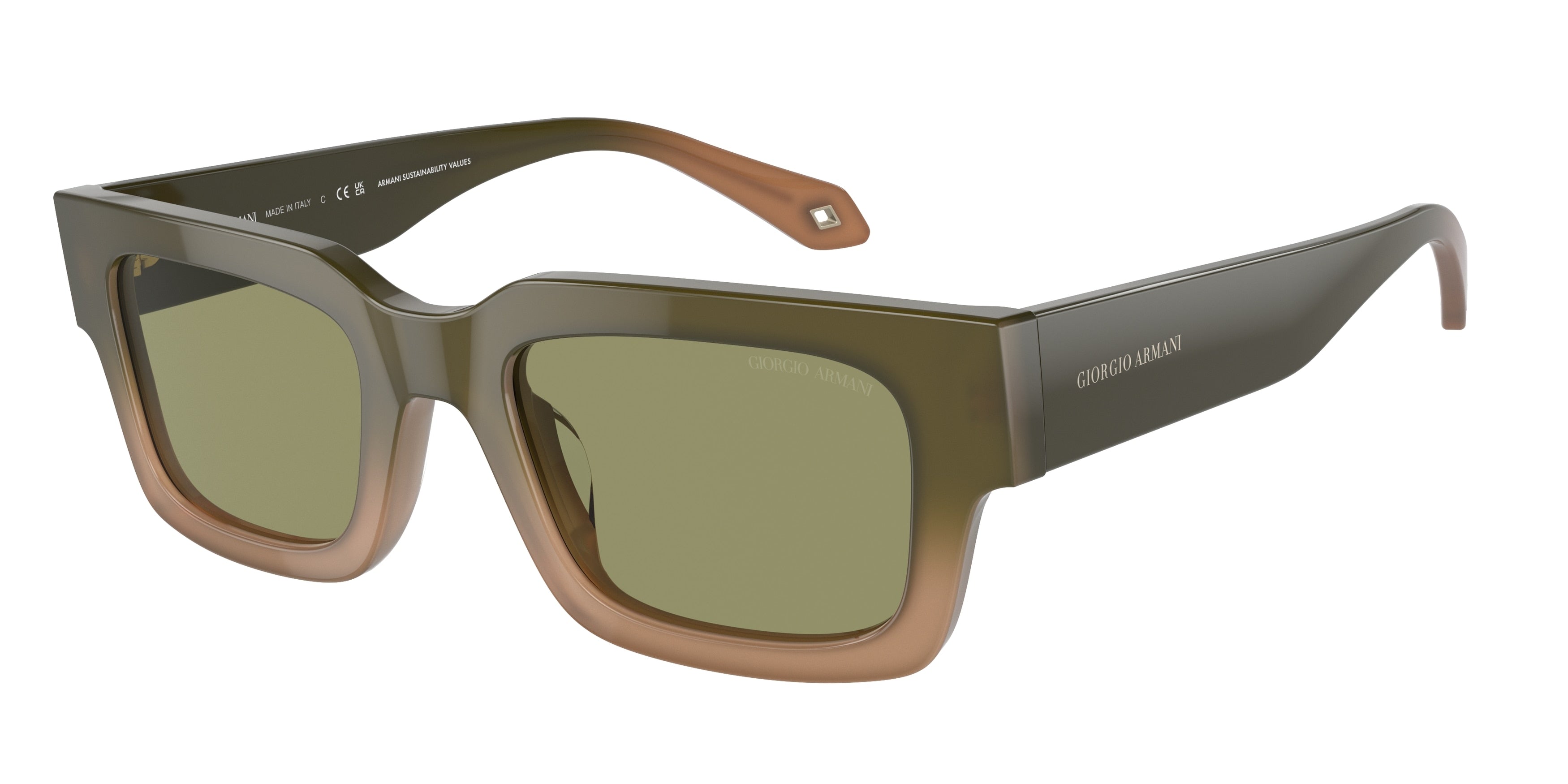 Giorgio Armani AR8184U Rectangle Sunglasses  598214-Gradient Green/Brown 52-145-22 - Color Map Green