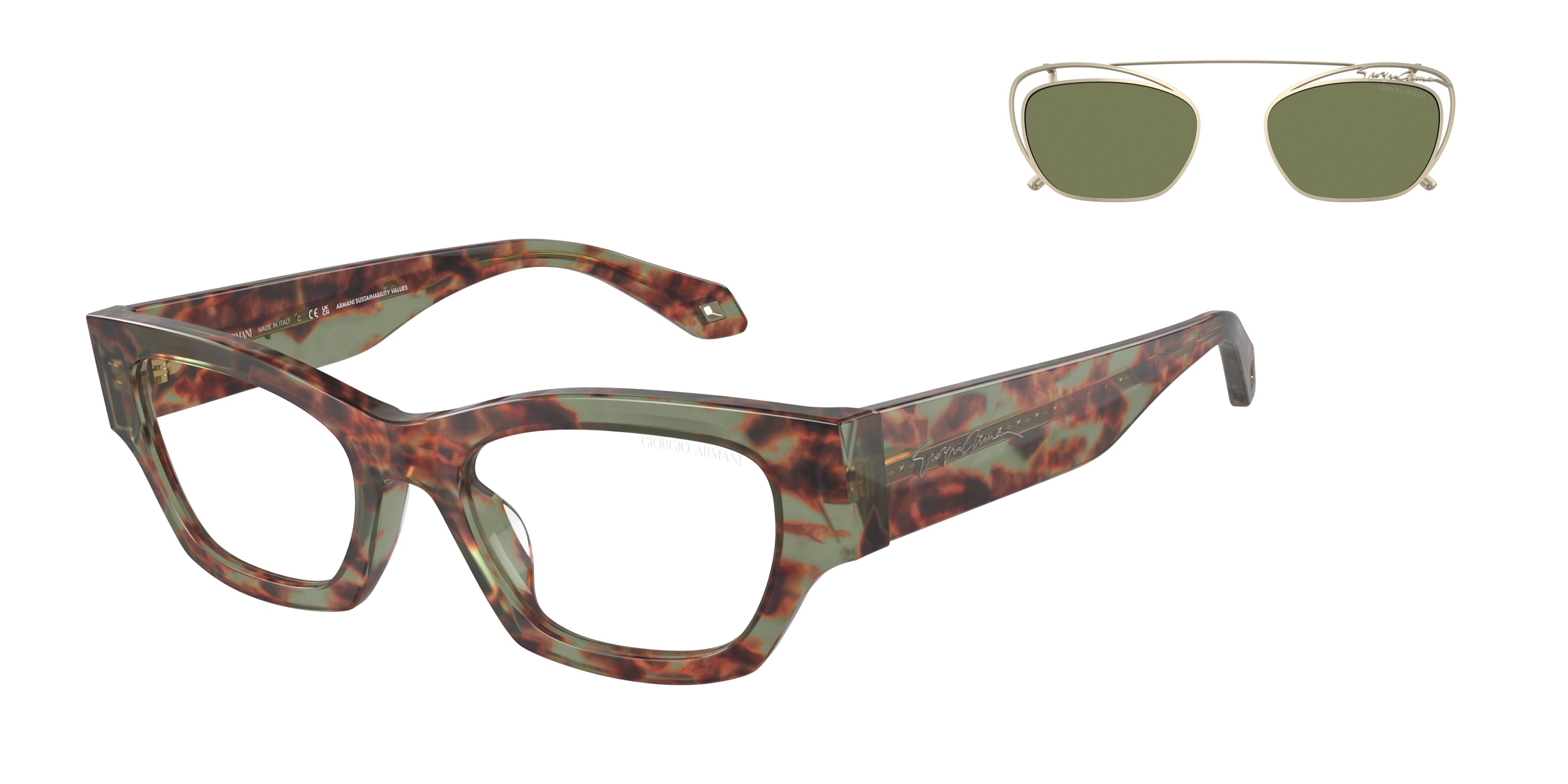 Giorgio Armani AR8185U Cat Eye Sunglasses  59771W-Green Havana 50-140-19 - Color Map Green