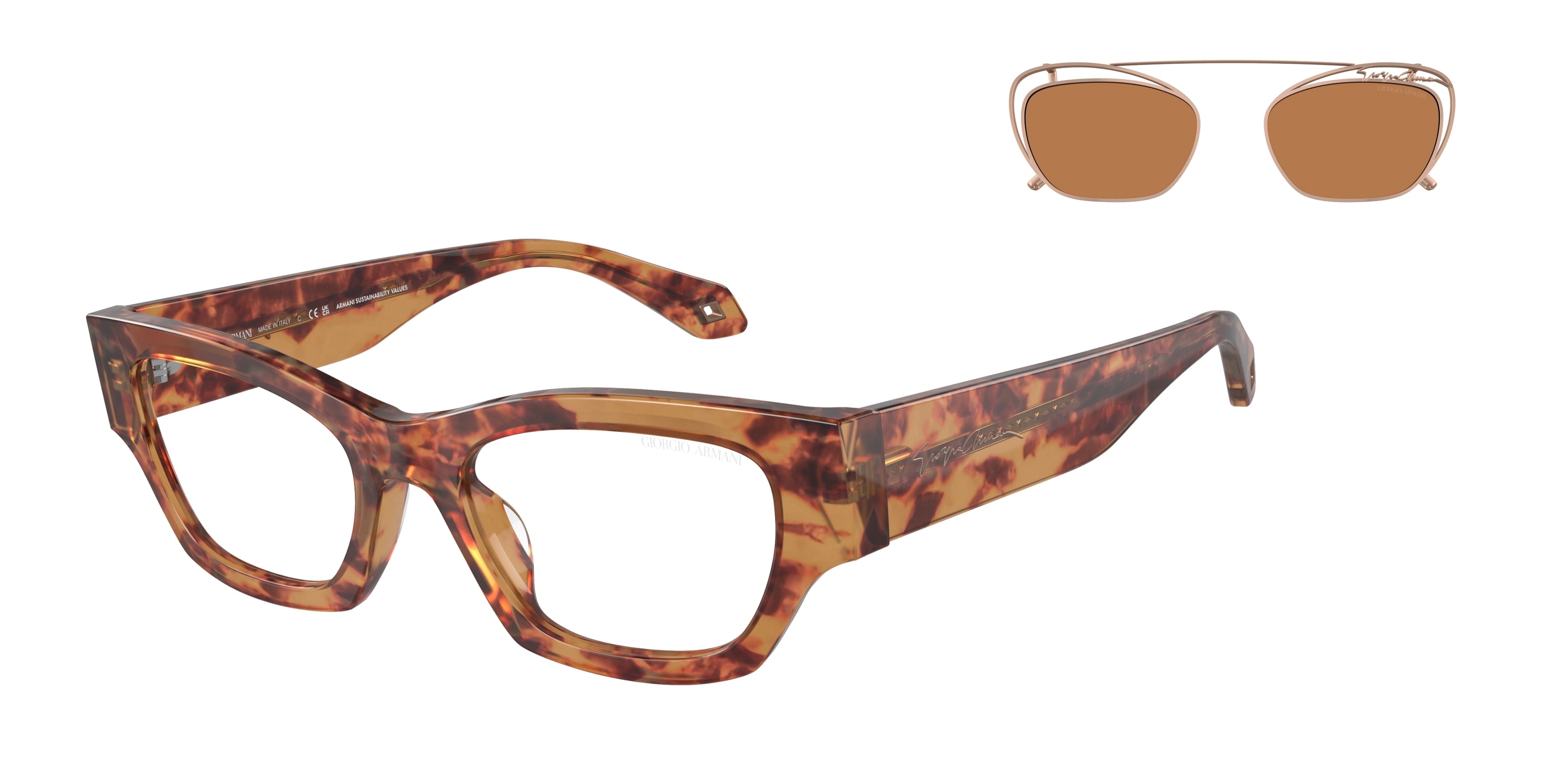 Giorgio Armani AR8185U Cat Eye Sunglasses  59781W-Orange Havana 50-140-19 - Color Map Tortoise