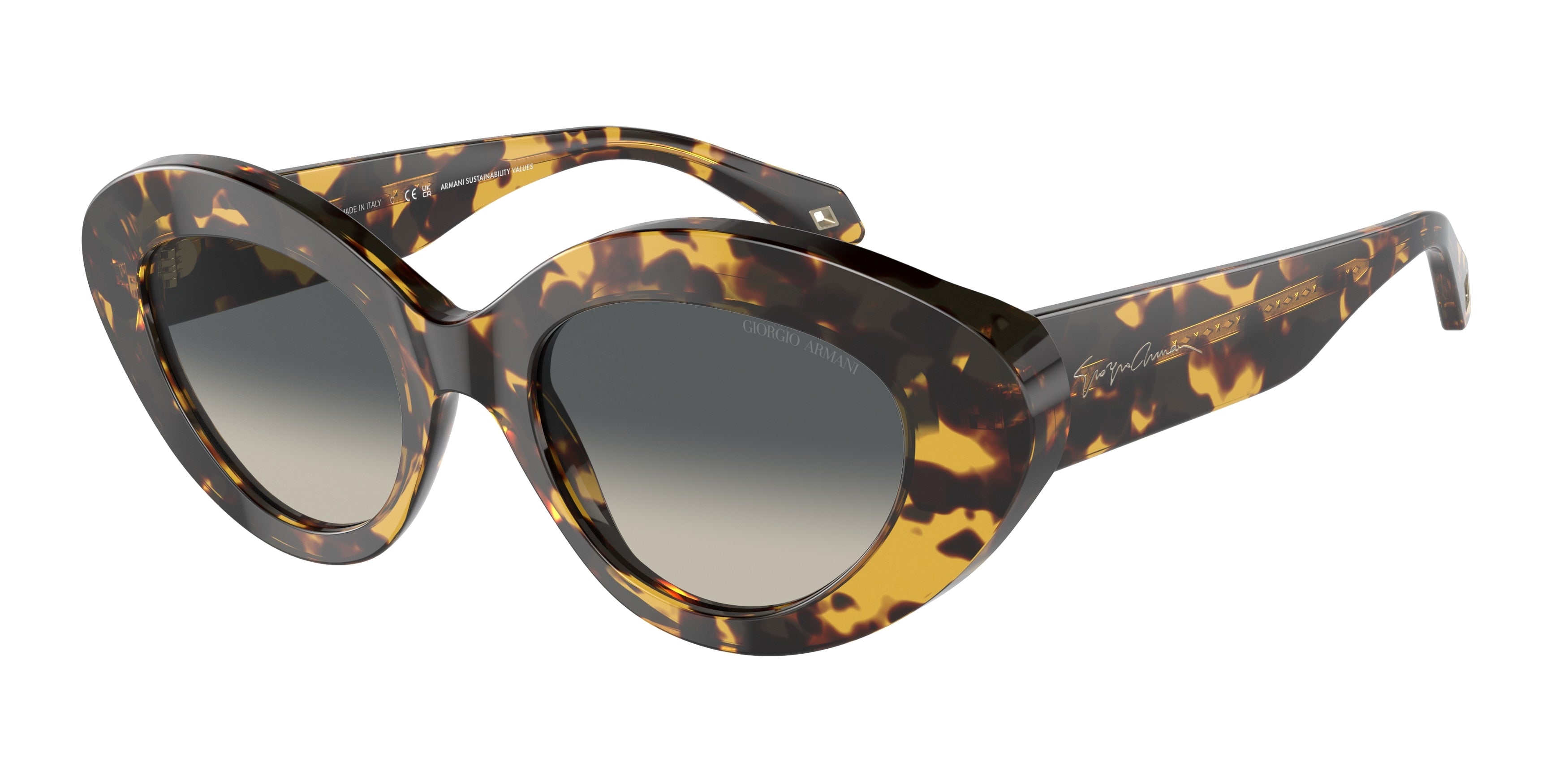 Giorgio Armani AR8188 Cat Eye Sunglasses  587471-Yellow Havana 50-140-20 - Color Map Tortoise