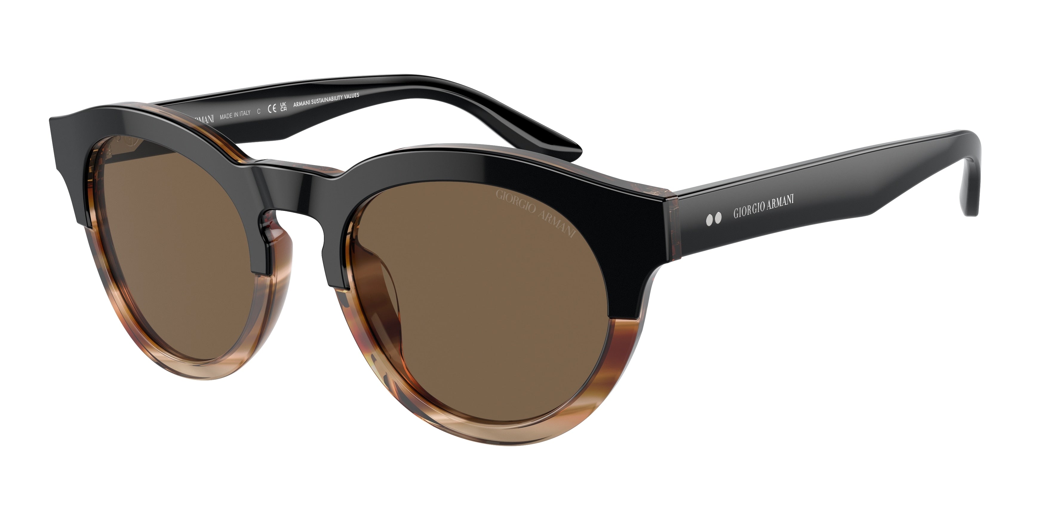 Giorgio Armani AR8189U Phantos Sunglasses  600673-Black/Striped Brown 51-145-21 - Color Map Black