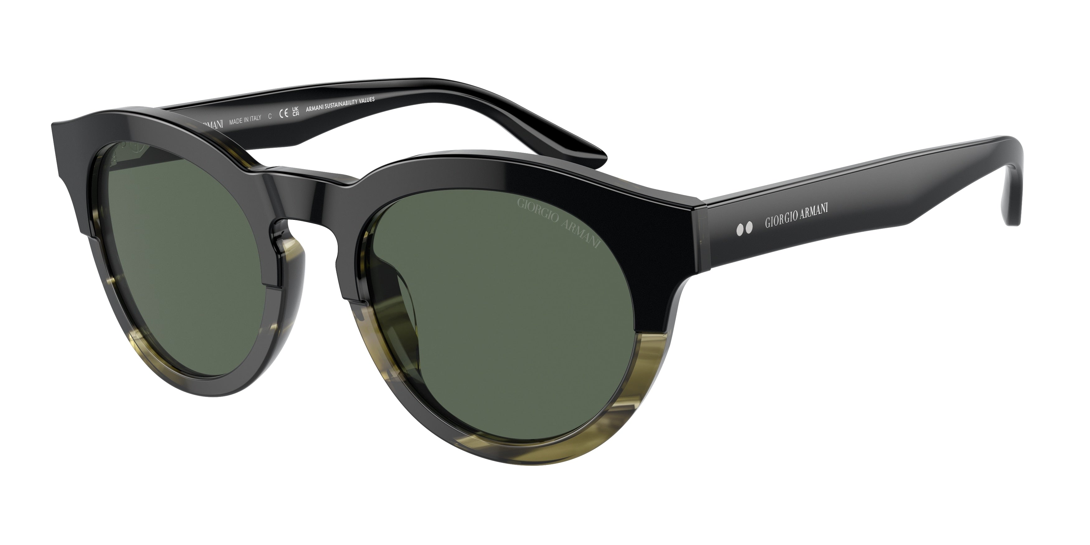 Giorgio Armani AR8189U Phantos Sunglasses  600771-Black/Striped Green 51-145-21 - Color Map Black