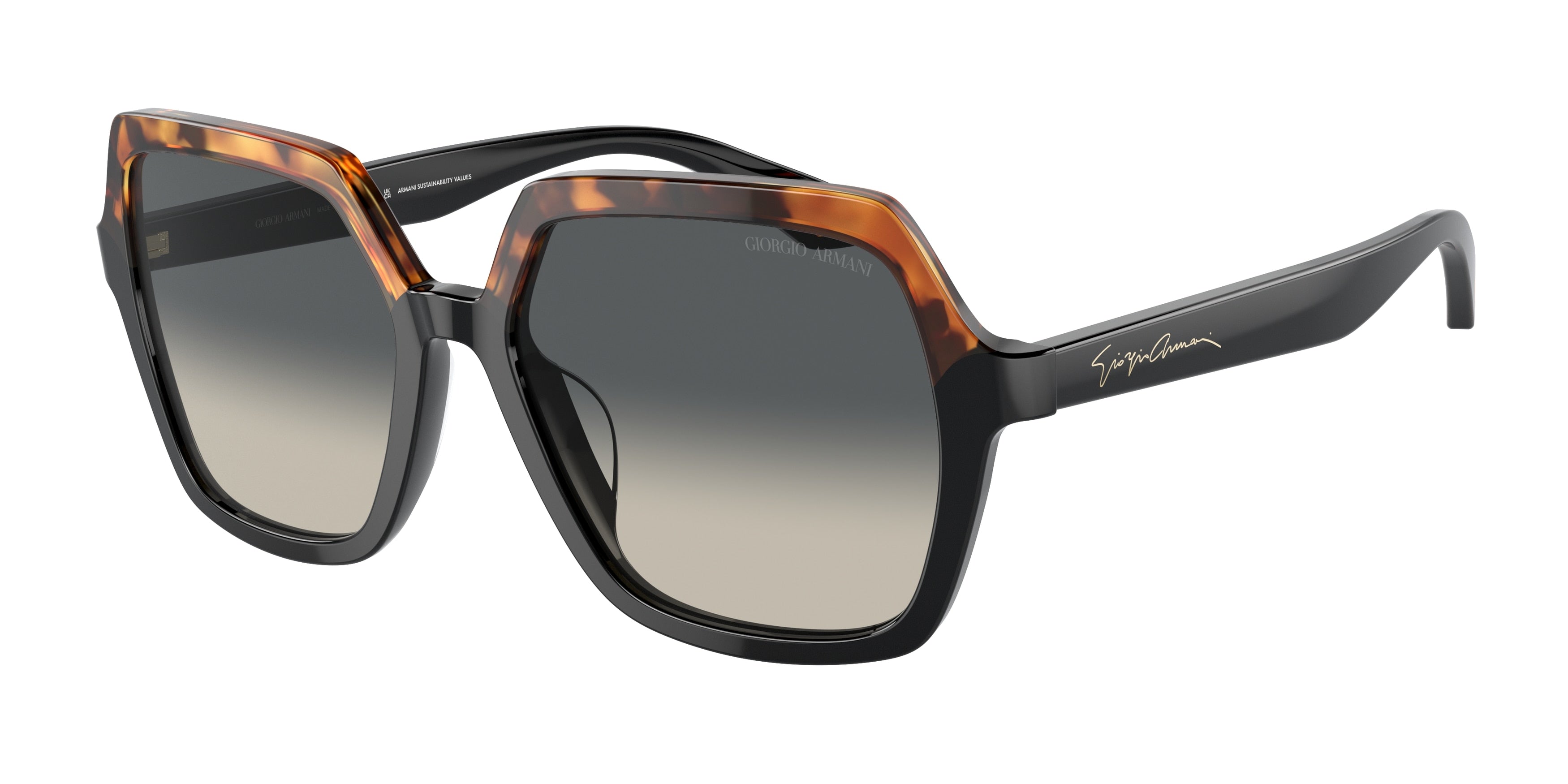 Giorgio Armani AR8193U Square Sunglasses  587519-Yellow Havana/Black 55-140-17 - Color Map Tortoise