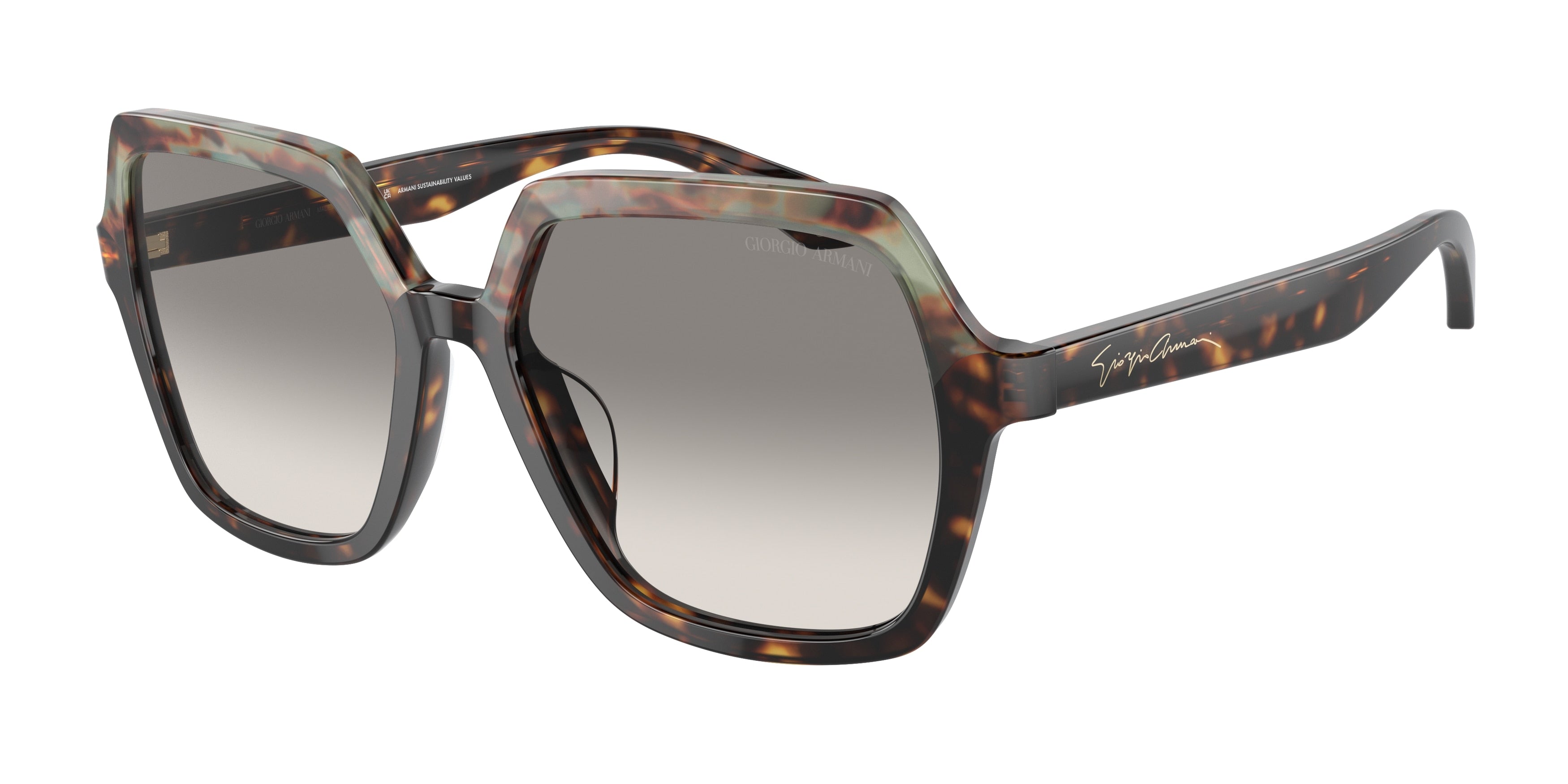 Giorgio Armani AR8193U Square Sunglasses  587932-Havana Green/Havana 55-140-17 - Color Map Brown