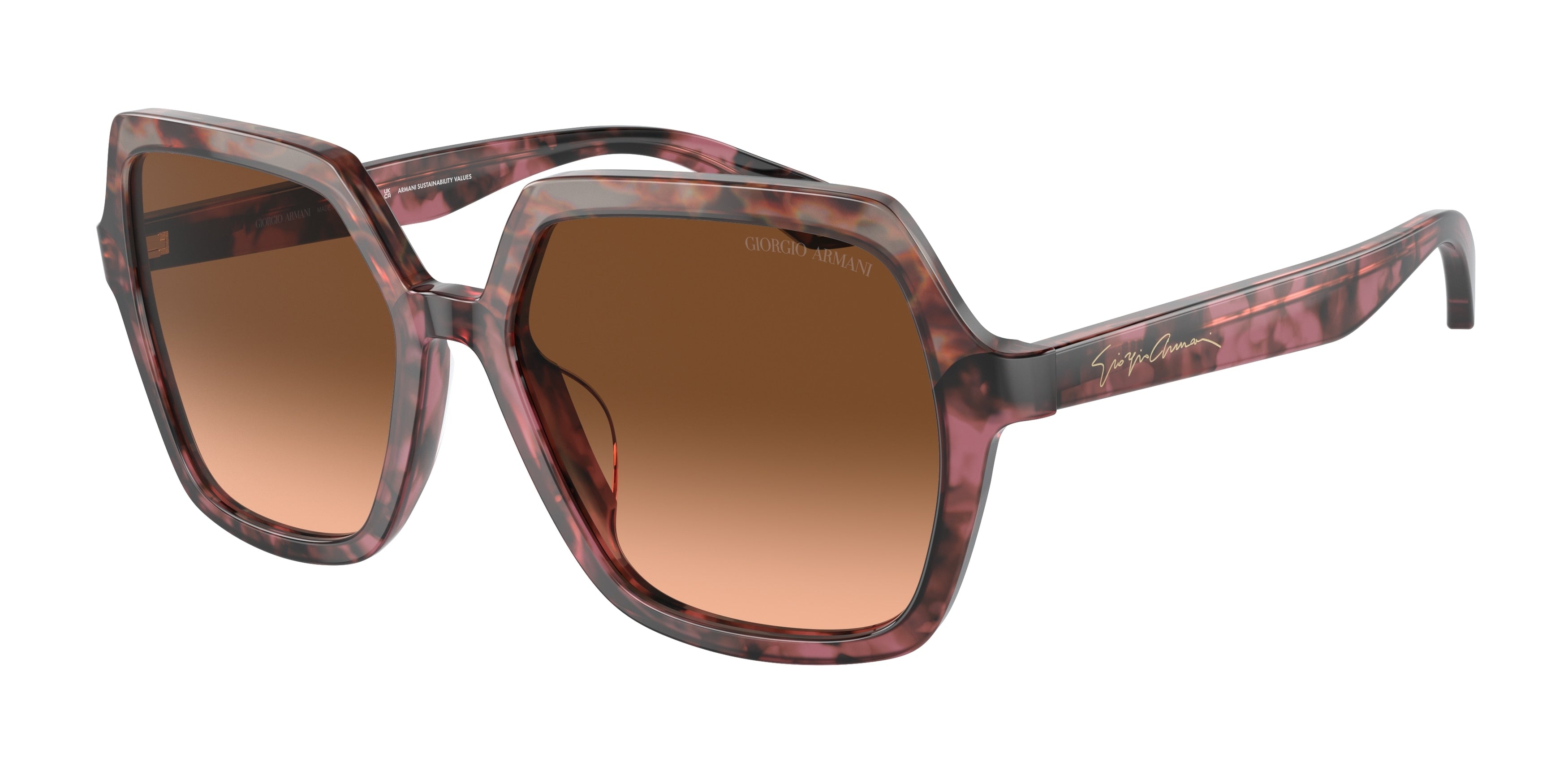 Giorgio Armani AR8193U Square Sunglasses  60320A-Havana Grey/Bordeaux Havana 55-140-17 - Color Map Brown