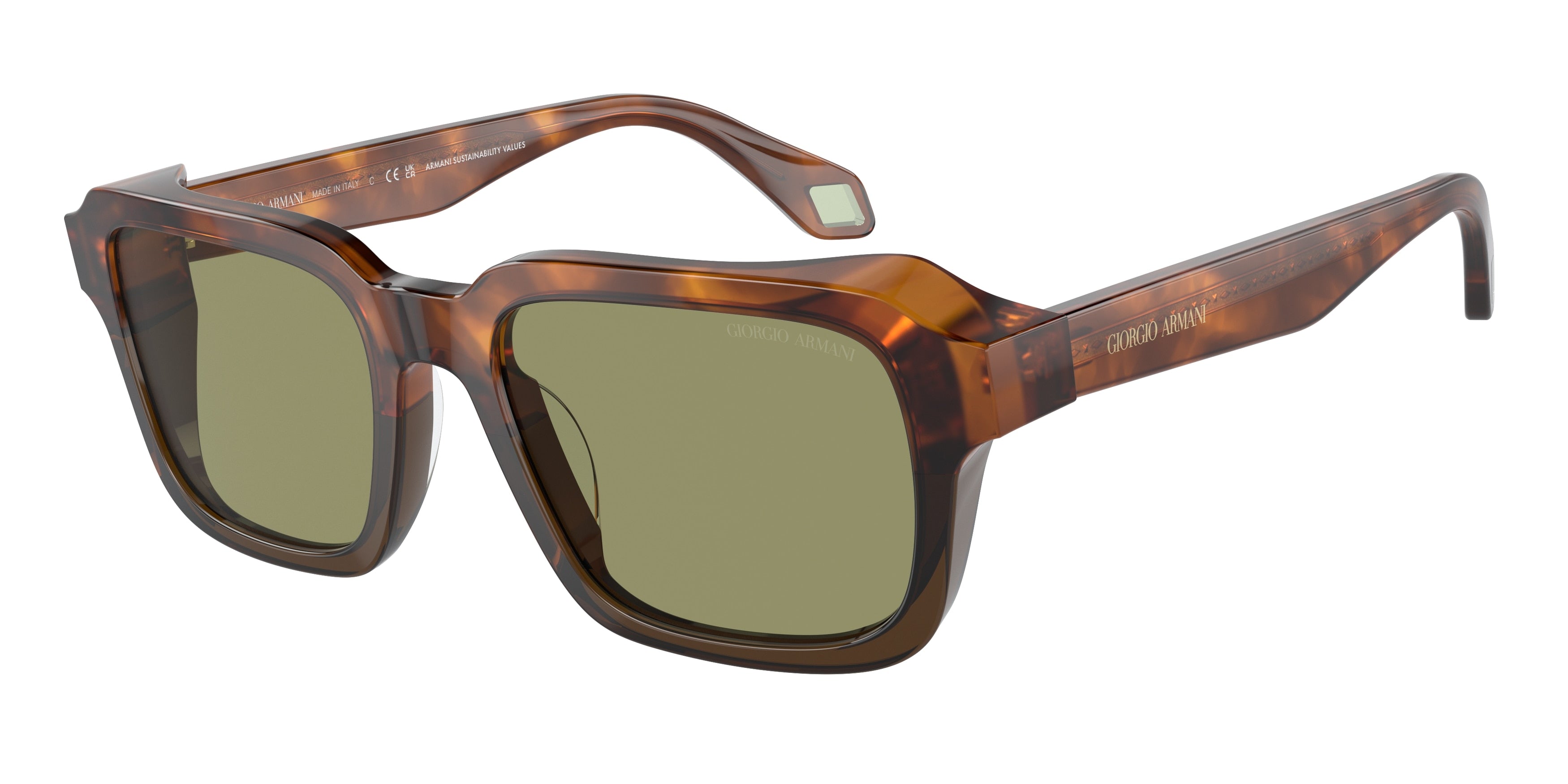 Giorgio Armani AR8194U Rectangle Sunglasses  598814-Havana Red/Opaline Olive Green 53-140-19 - Color Map Tortoise