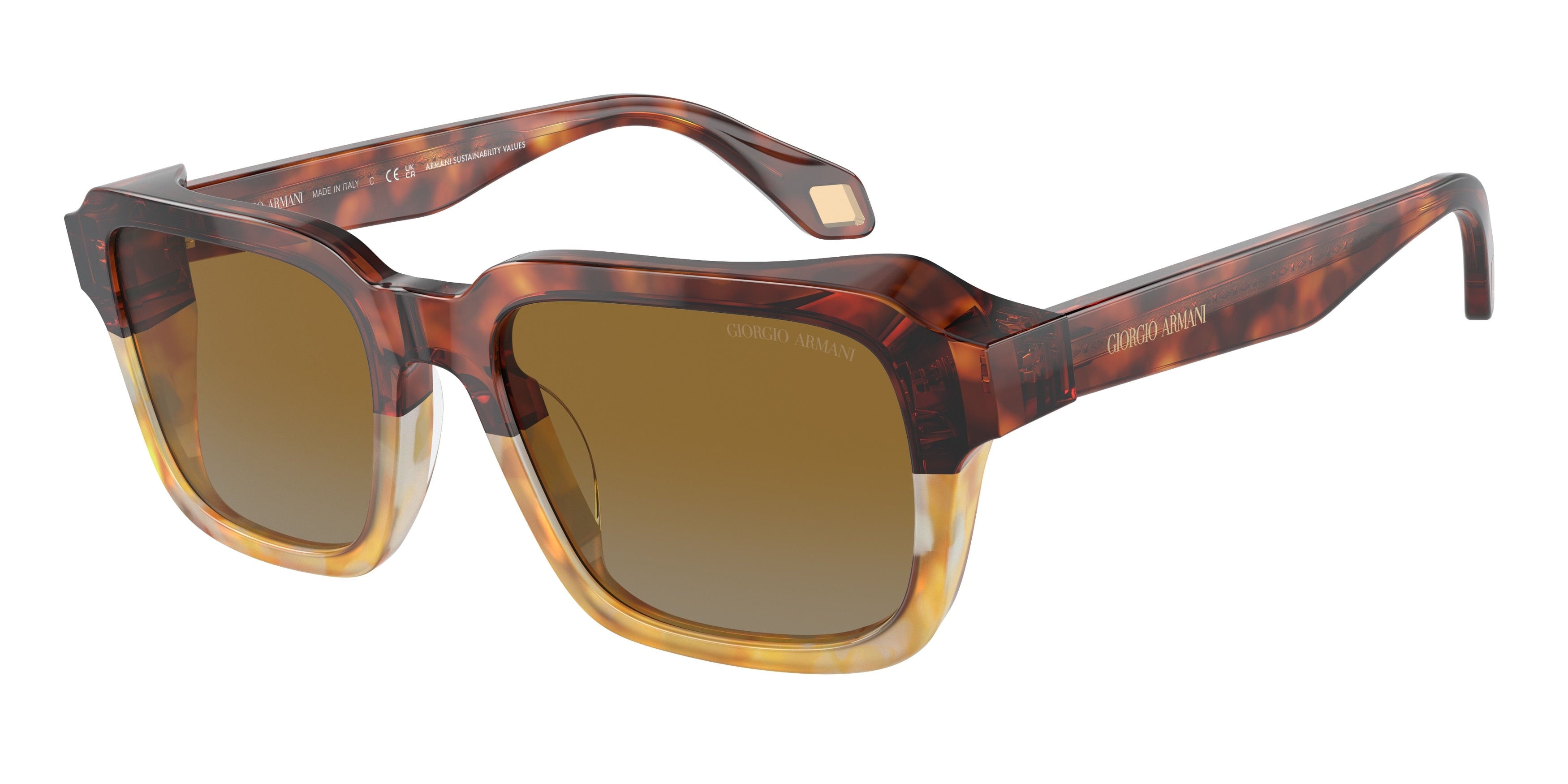 Giorgio Armani AR8194U Rectangle Sunglasses  6034B2-Red Havana/Honey Havana 53-140-19 - Color Map Brown