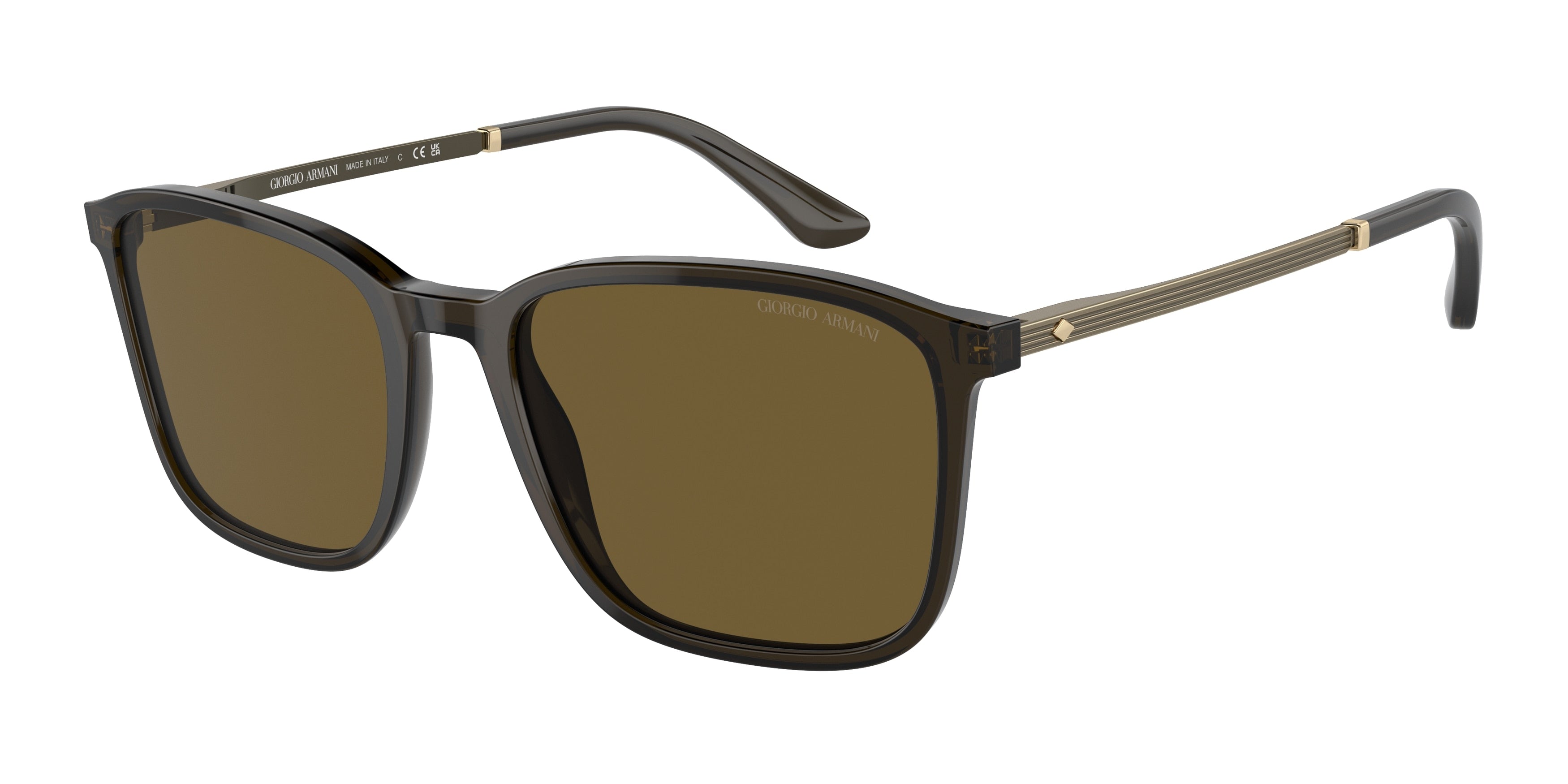 Giorgio Armani AR8197F Rectangle Sunglasses  503073-Transparent Olive Green 55-145-19 - Color Map Green