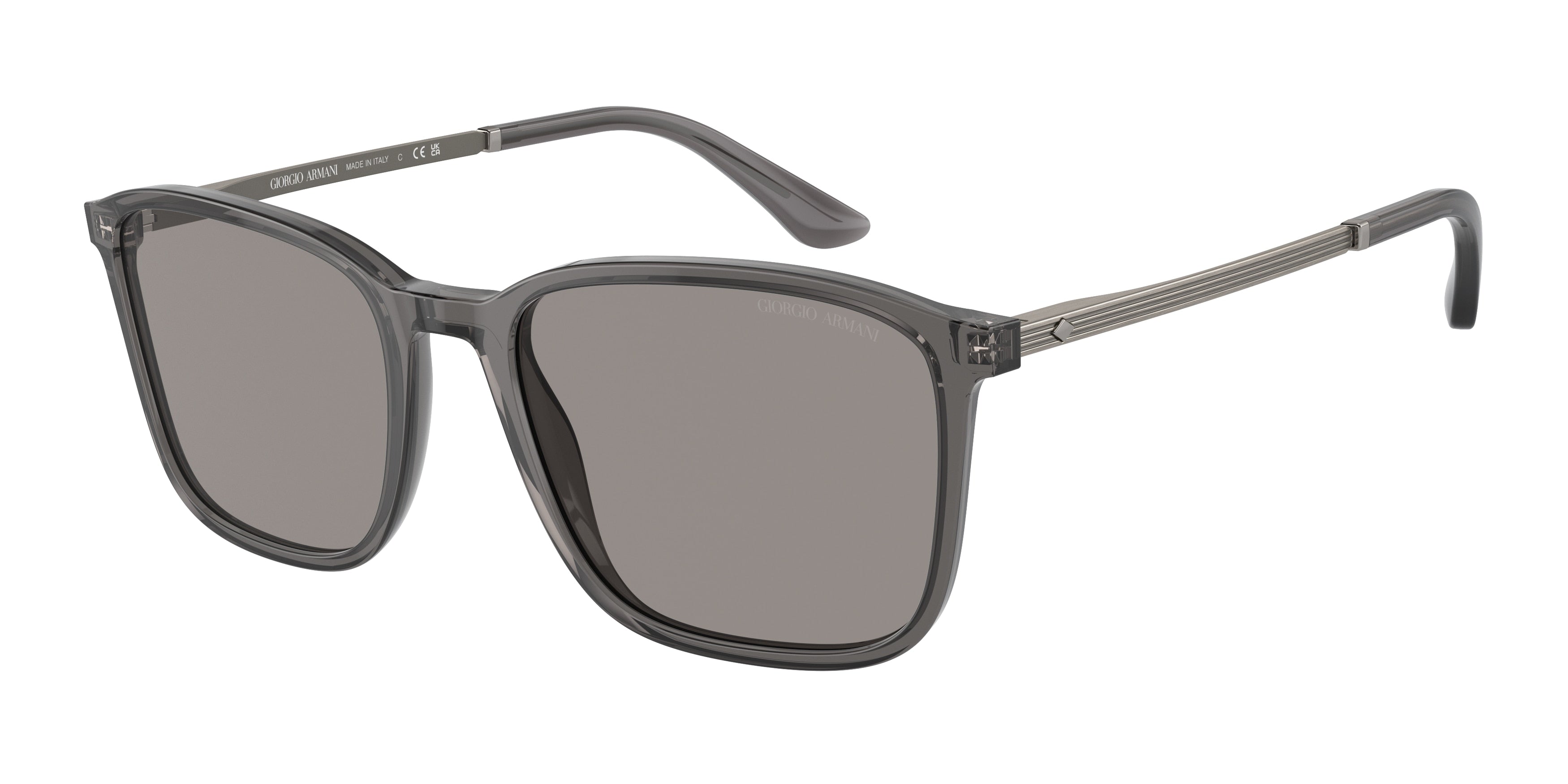 Giorgio Armani AR8197F Rectangle Sunglasses  6036M3-Transparent Grey 55-145-19 - Color Map Grey