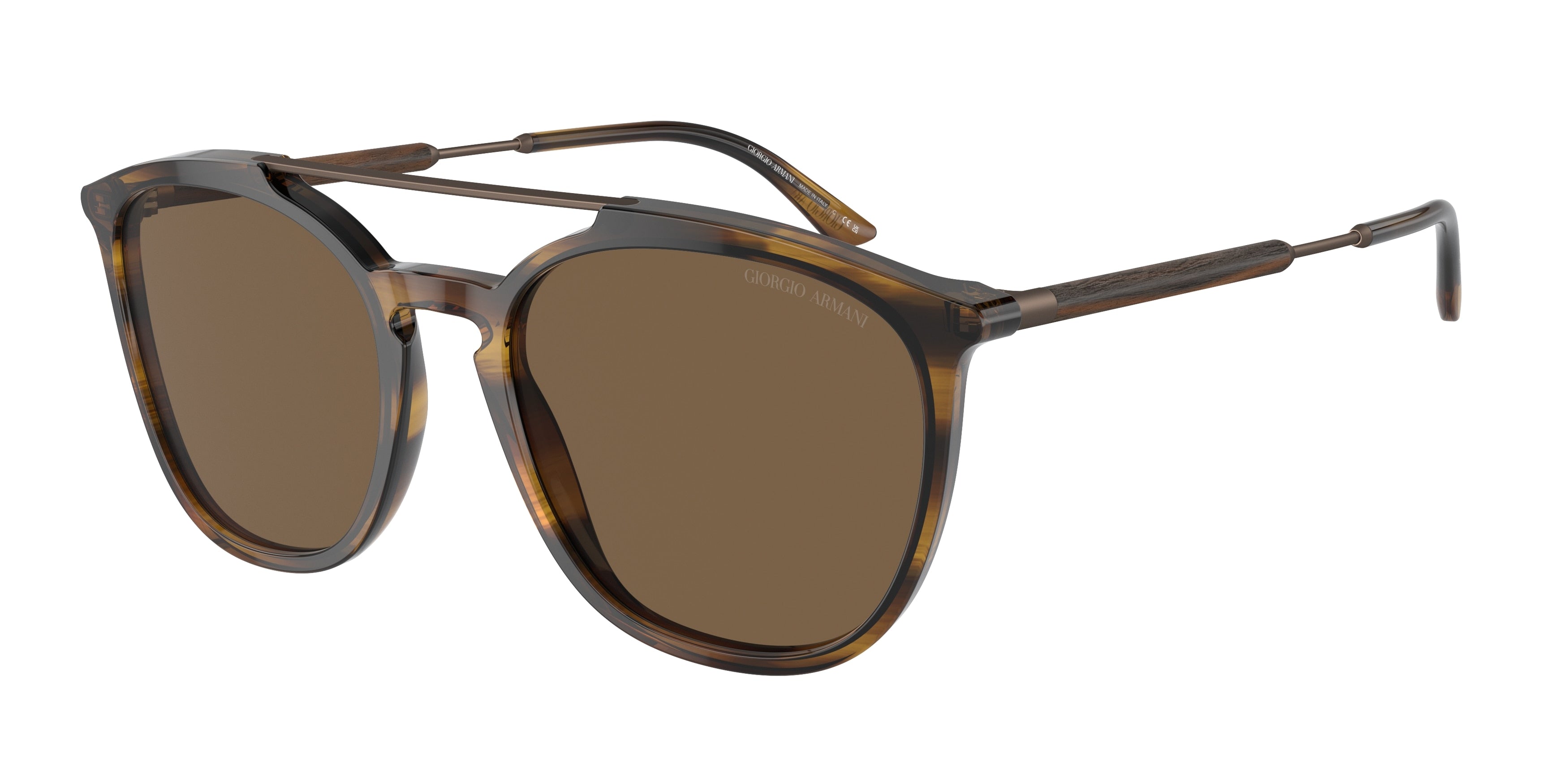 Giorgio Armani AR8198 Square Sunglasses  603773-Striped Brown 54-145-19 - Color Map Tortoise