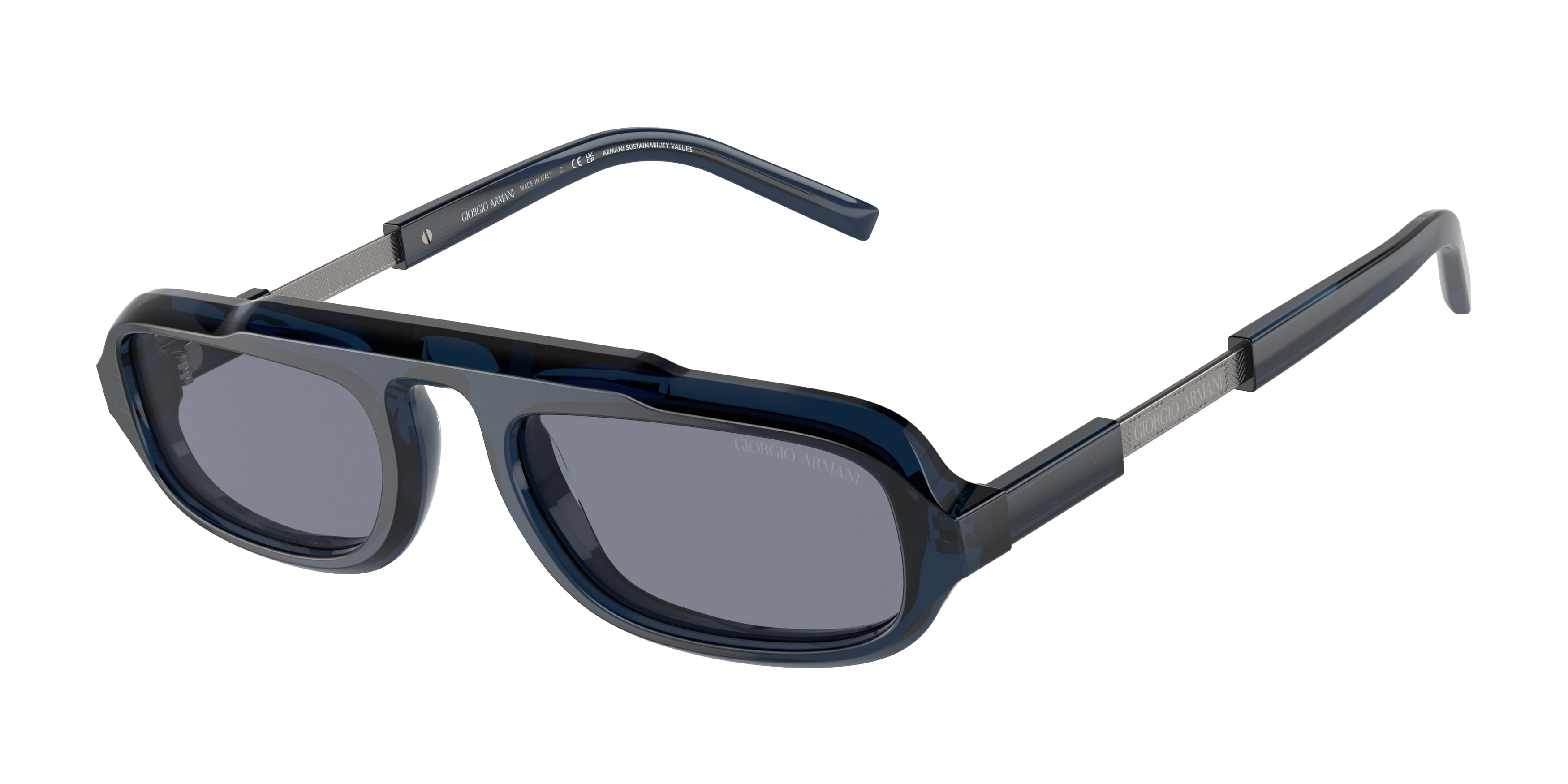 Giorgio Armani AR8203 Rectangle Sunglasses  604719-Trasparent Blue 51-145-20 - Color Map Blue