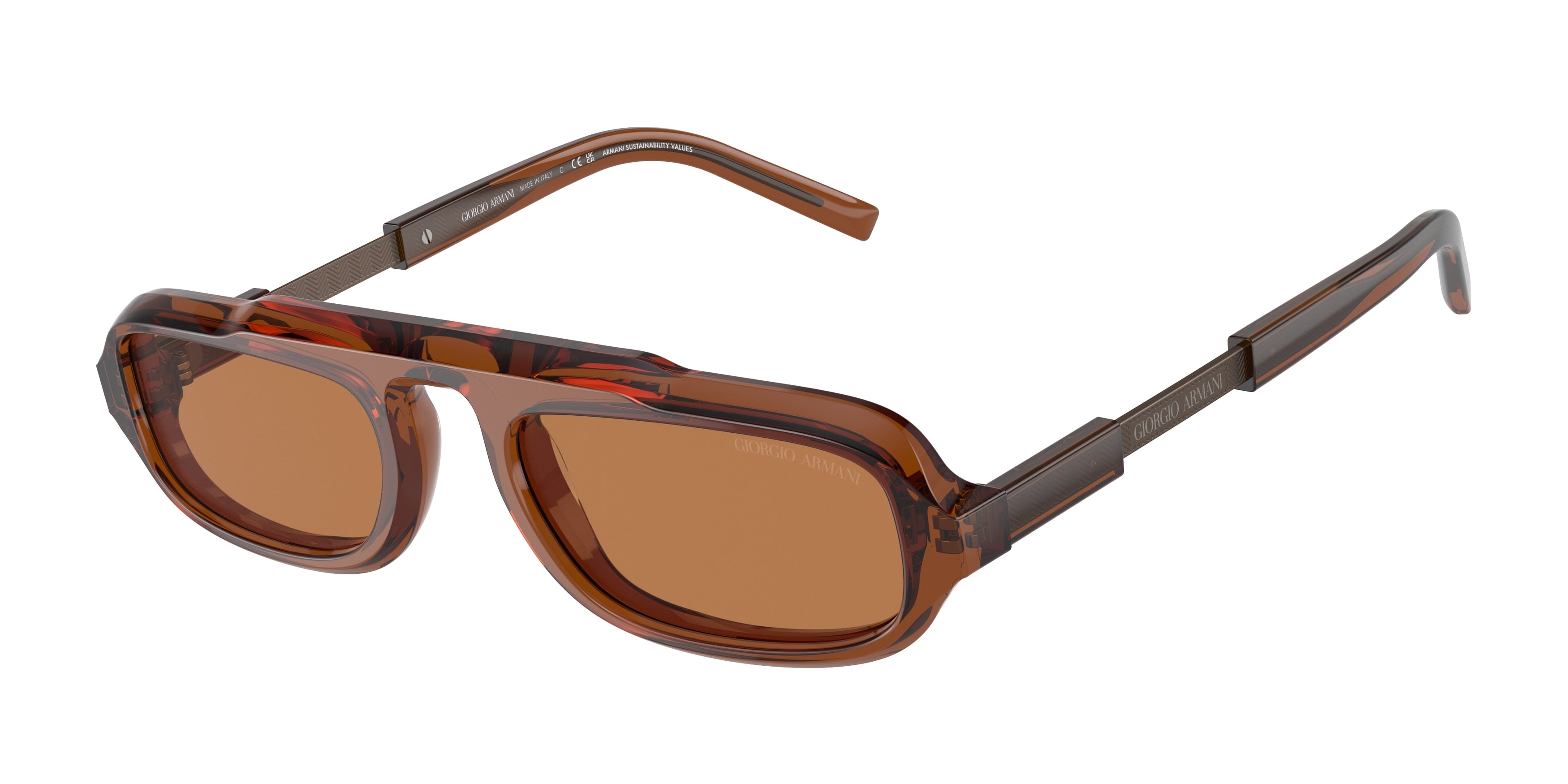 Giorgio Armani AR8203 Rectangle Sunglasses  604973-Trasparent Brown 51-145-20 - Color Map Brown