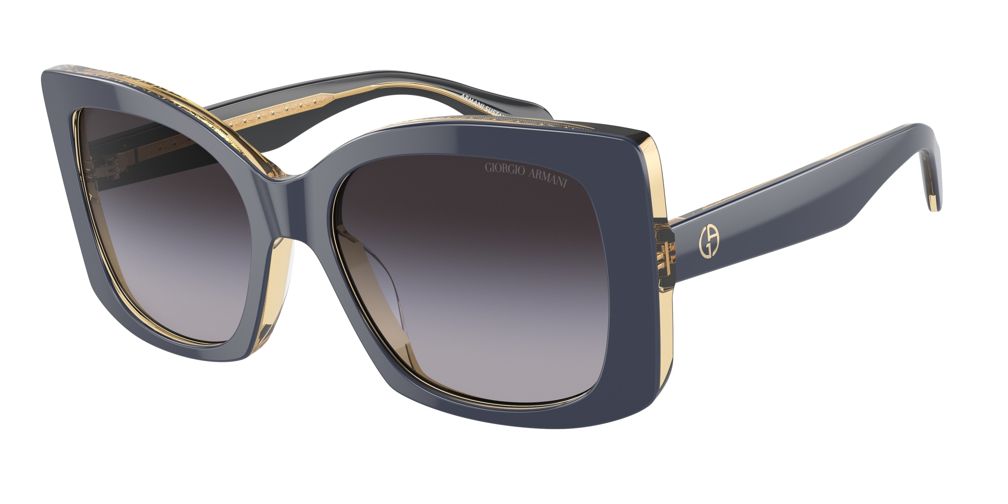 Giorgio Armani AR8208U Square Sunglasses  60788G-Top Blue/Transparent Yellow 55-140-19 - Color Map Blue