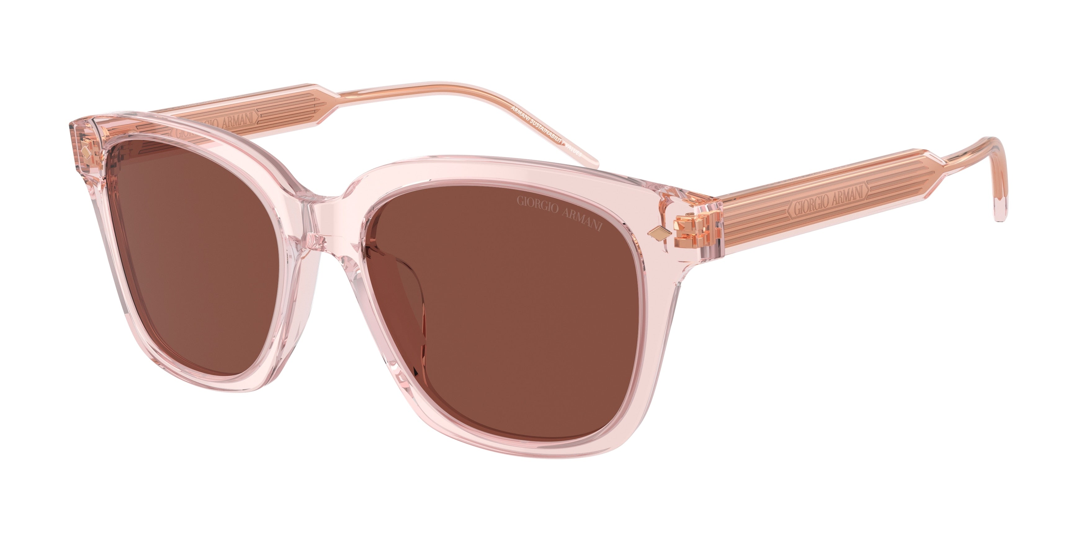 Giorgio Armani AR8210U Square Sunglasses  6073C5-Transparent Pink 52-140-18 - Color Map Pink