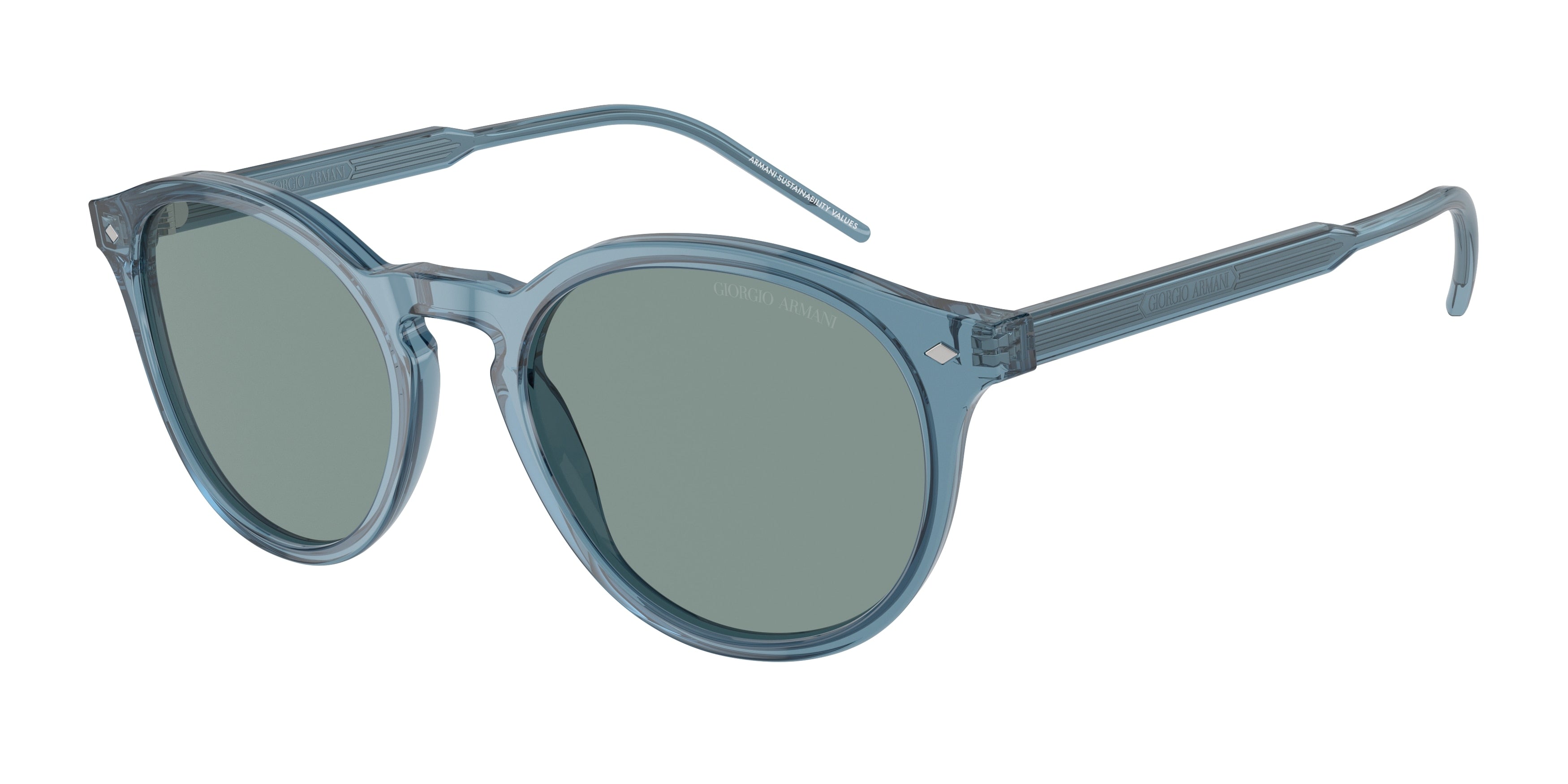 Giorgio Armani AR8211 Phantos Sunglasses  607156-Transparent Blue 52-145-20 - Color Map Blue