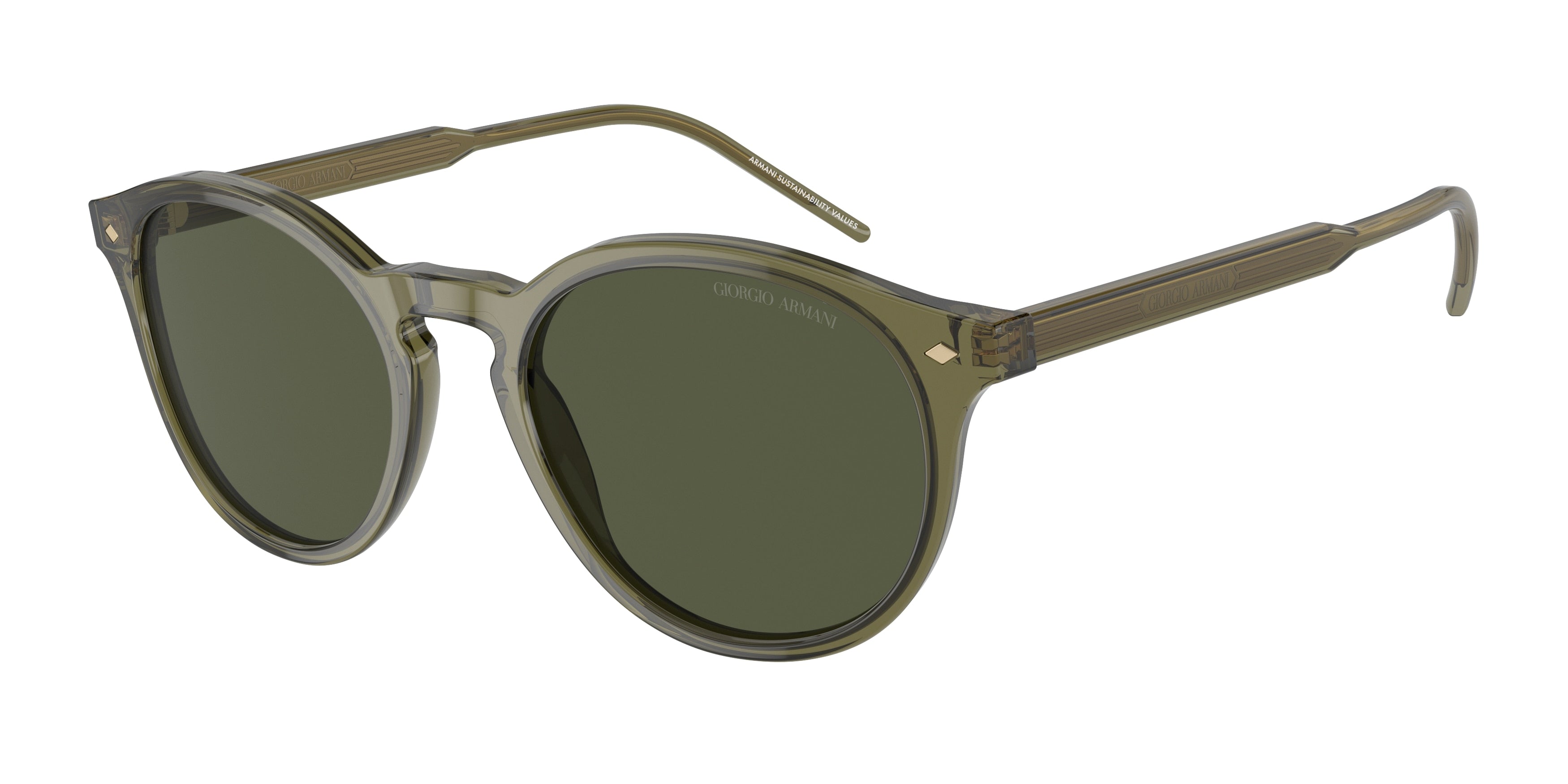 Giorgio Armani AR8211 Phantos Sunglasses  607452-Transparent Green 52-145-20 - Color Map Green