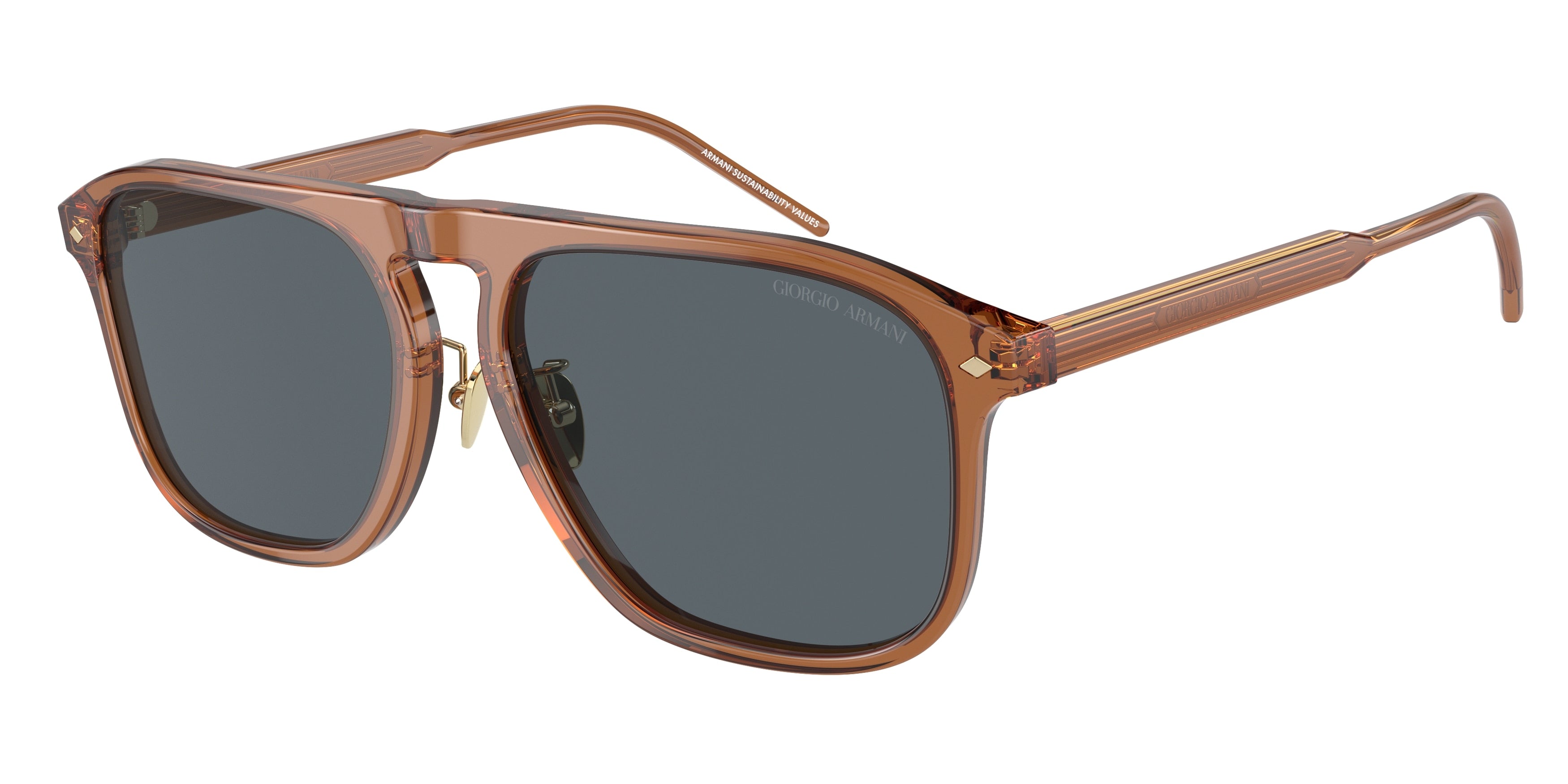 Giorgio Armani AR8212F Square Sunglasses  5932R5-Transparent Brown 58-145-17 - Color Map Brown