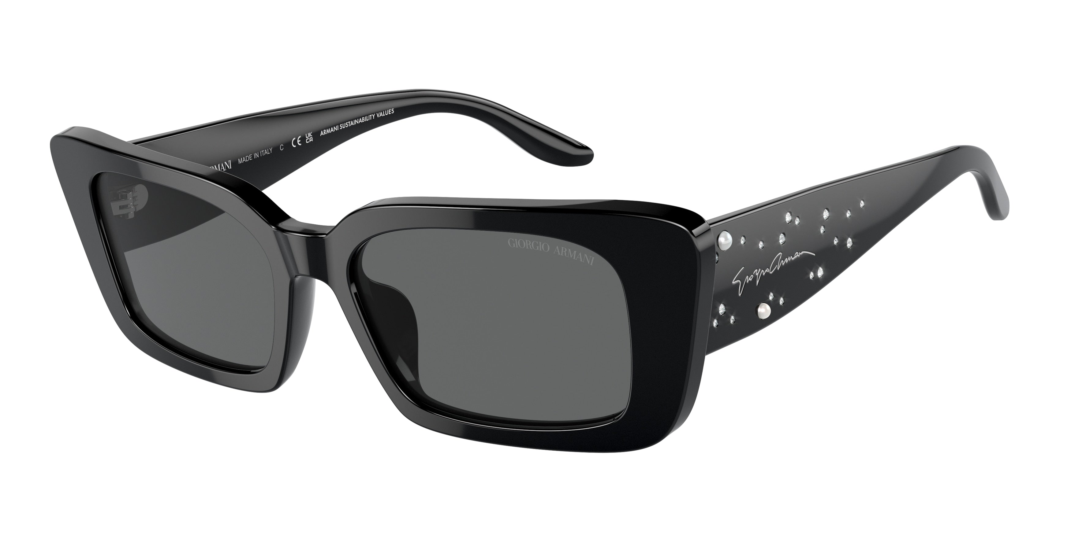 Giorgio Armani AR8214BU Rectangle Sunglasses  500187-Black 53-140-17 - Color Map Black