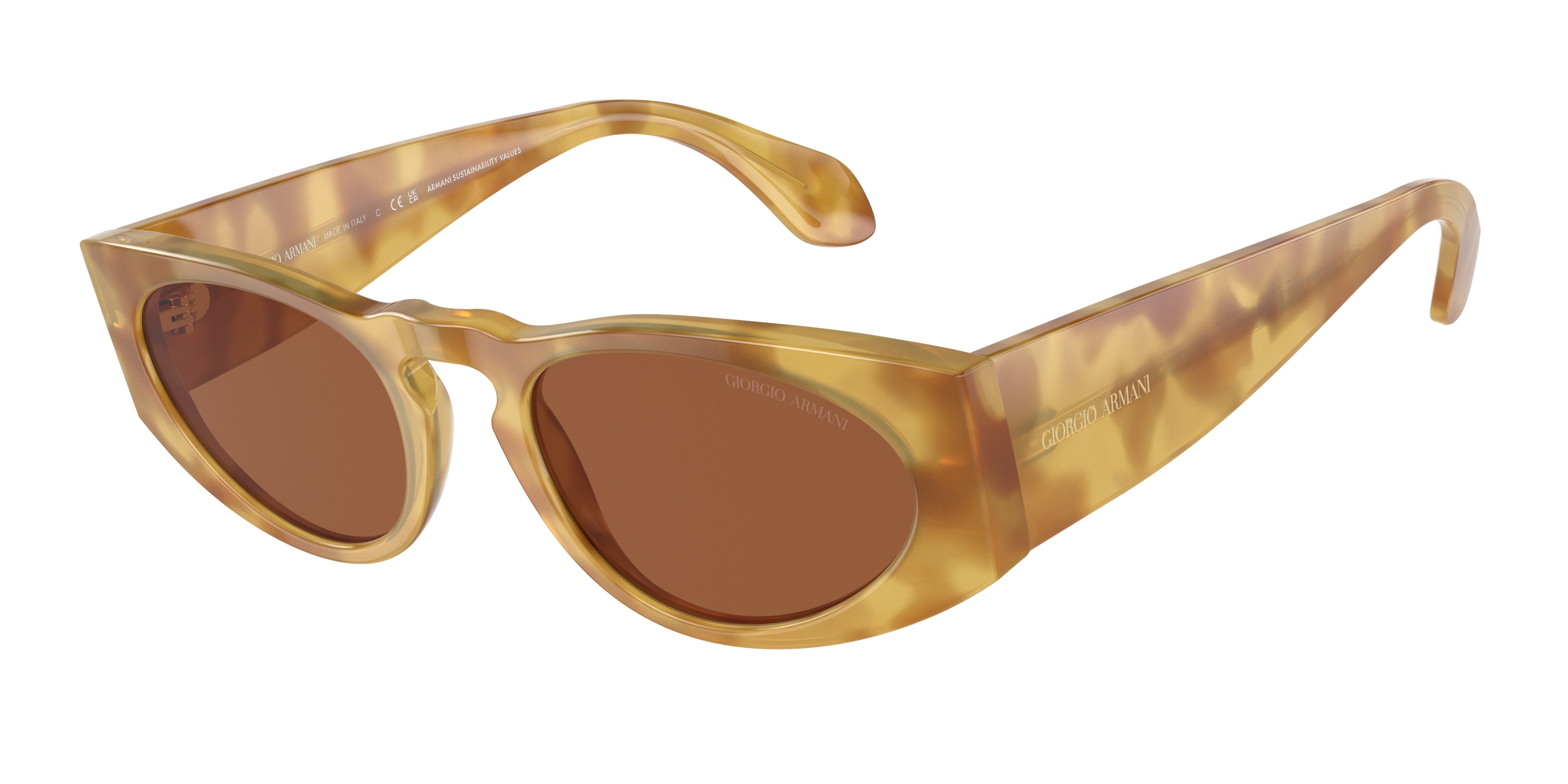 Giorgio Armani AR8216 Rectangle Sunglasses  597973-Yellow Havana 51-145-20 - Color Map Tortoise