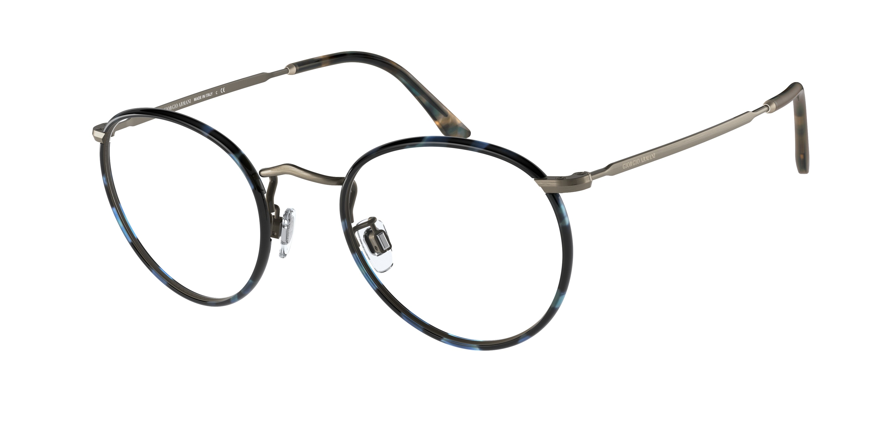 Giorgio Armani AR112MJ Round Eyeglasses  3247-Blue Havana/Gold 49-145-22 - Color Map Blue