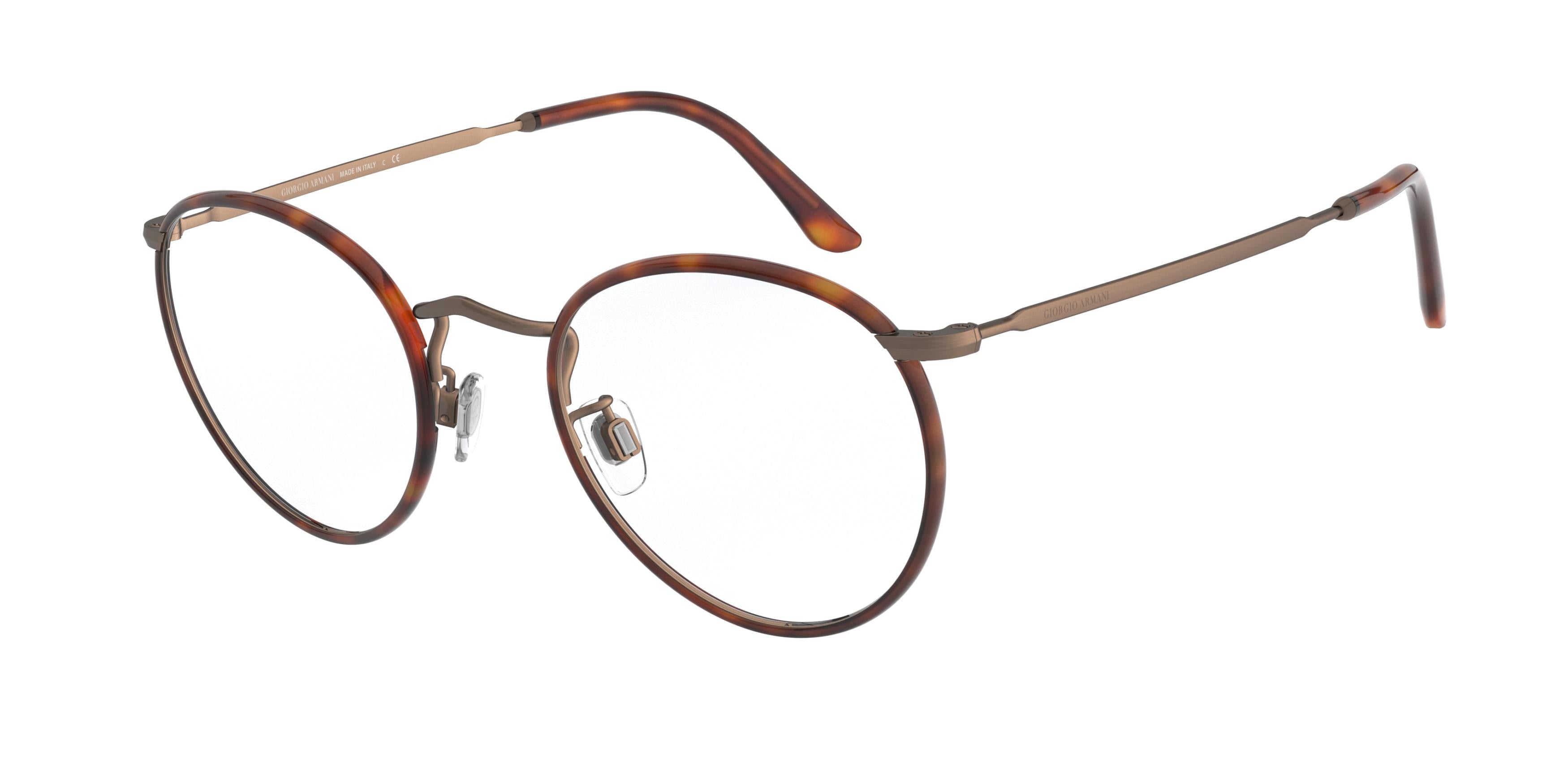 Giorgio Armani AR112MJ Round Eyeglasses  3259-Havana Brushed Bronze 49-145-22 - Color Map Brown