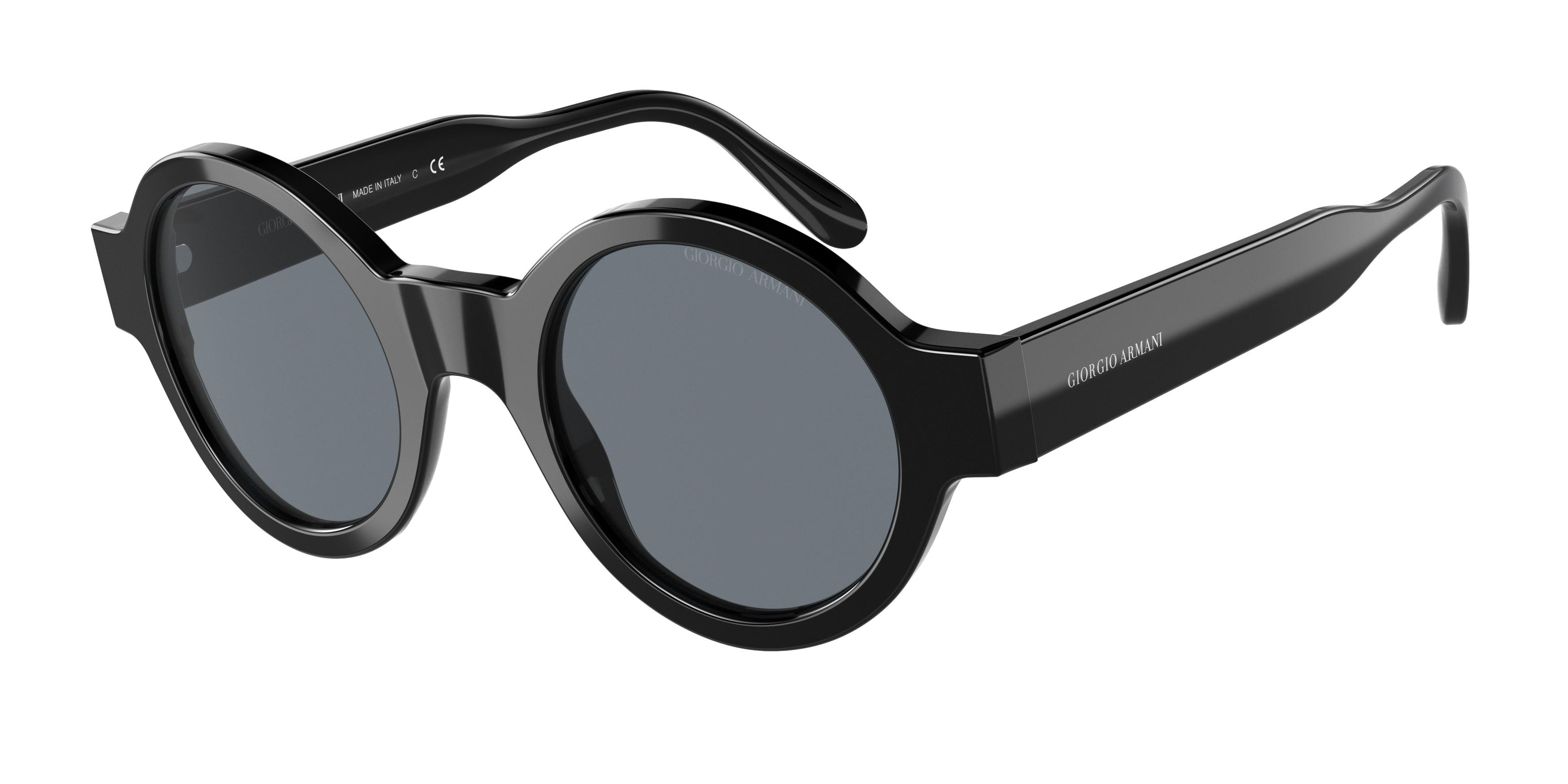 Giorgio Armani AR903M Round Sunglasses  5001R8-Black 47-145-23 - Color Map Black