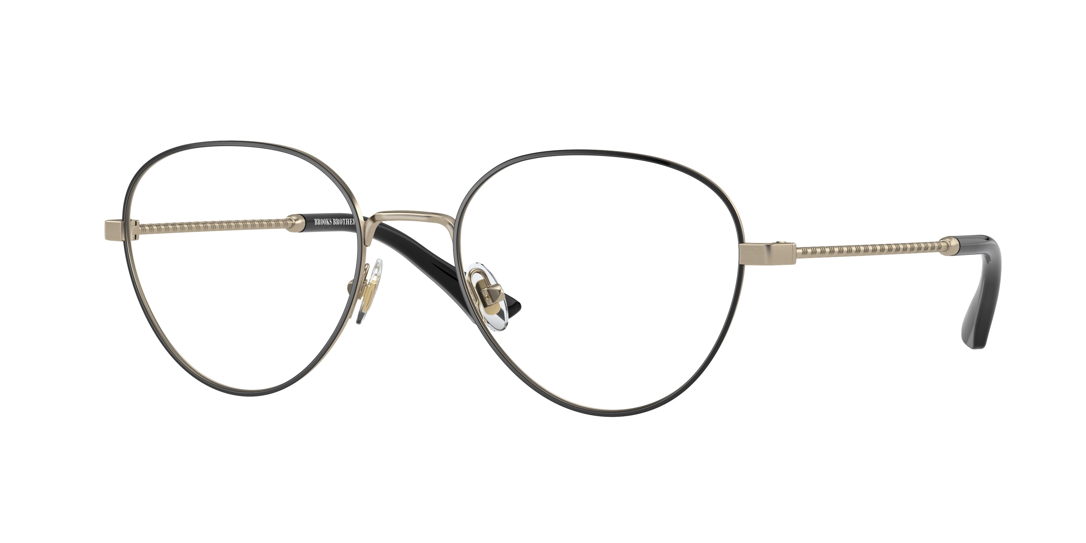 Brooks Brothers BB1093 Round Eyeglasses  1015-Matte Light Gold 52-145-19 - Color Map Gold