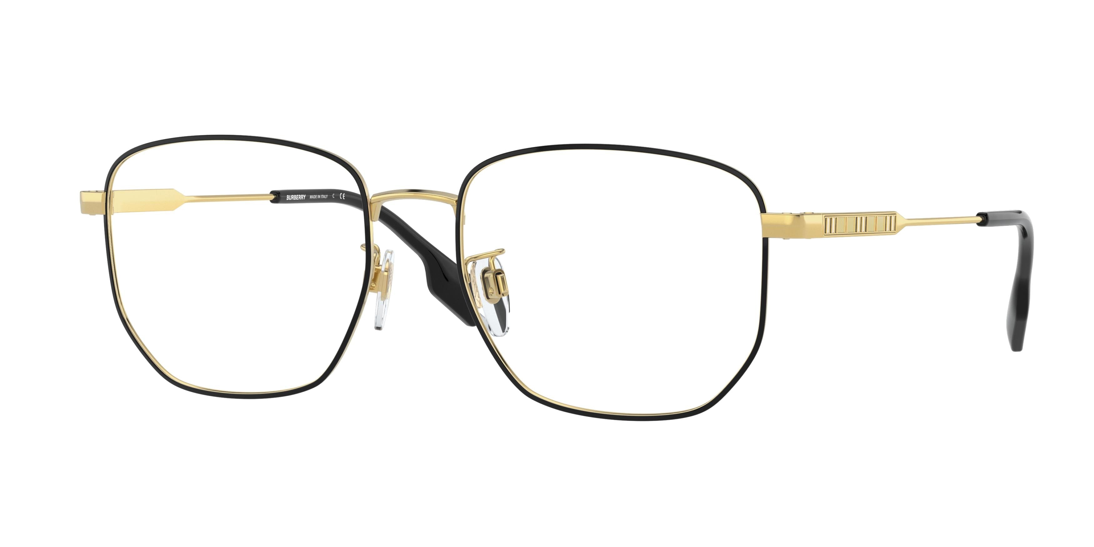 Burberry BE1352D Irregular Eyeglasses  1318-Gold/Black 56-145-18 - Color Map Black