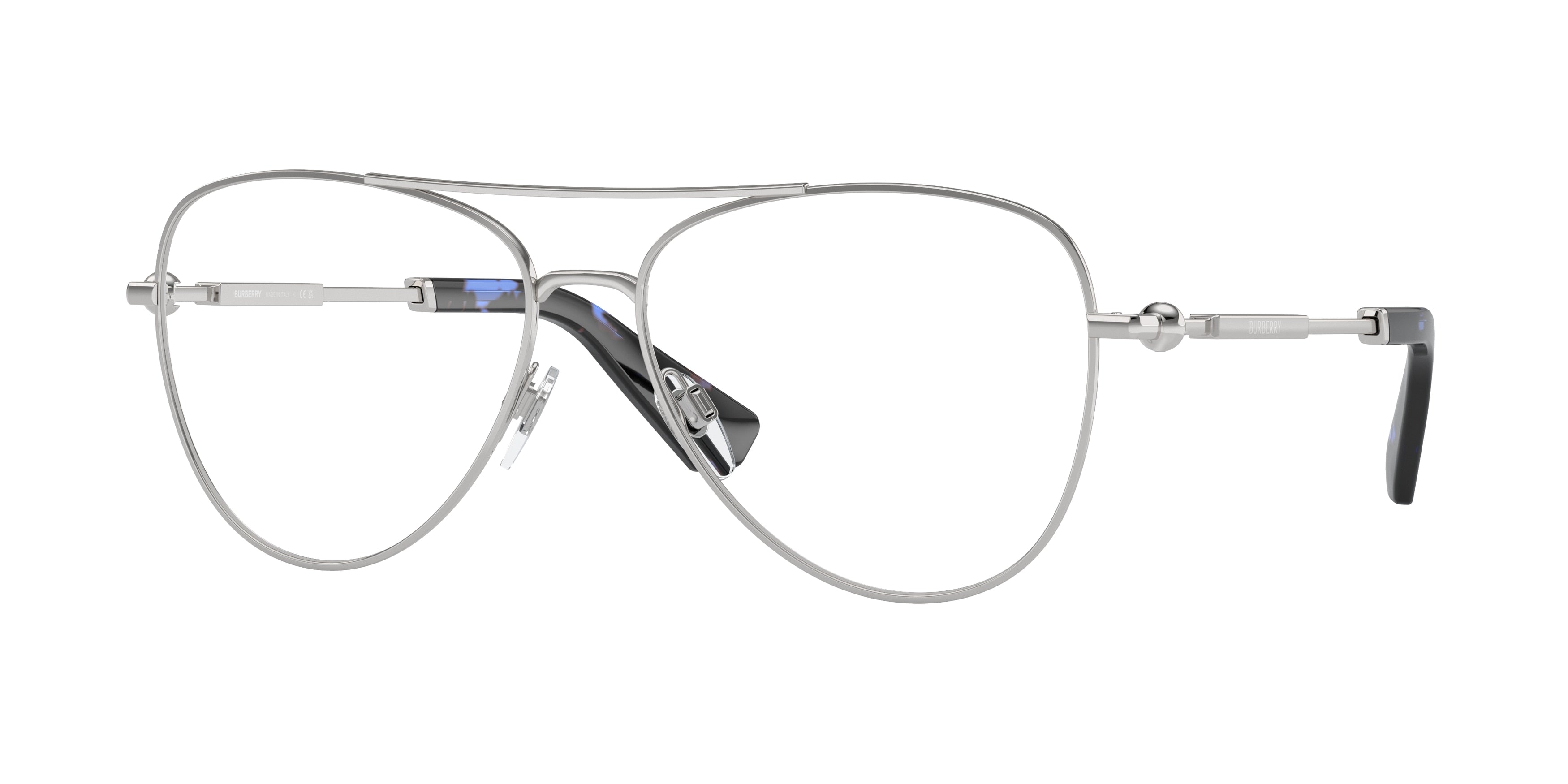 Burberry BE1386 Pilot Eyeglasses  1005-Silver 57-145-15 - Color Map Silver