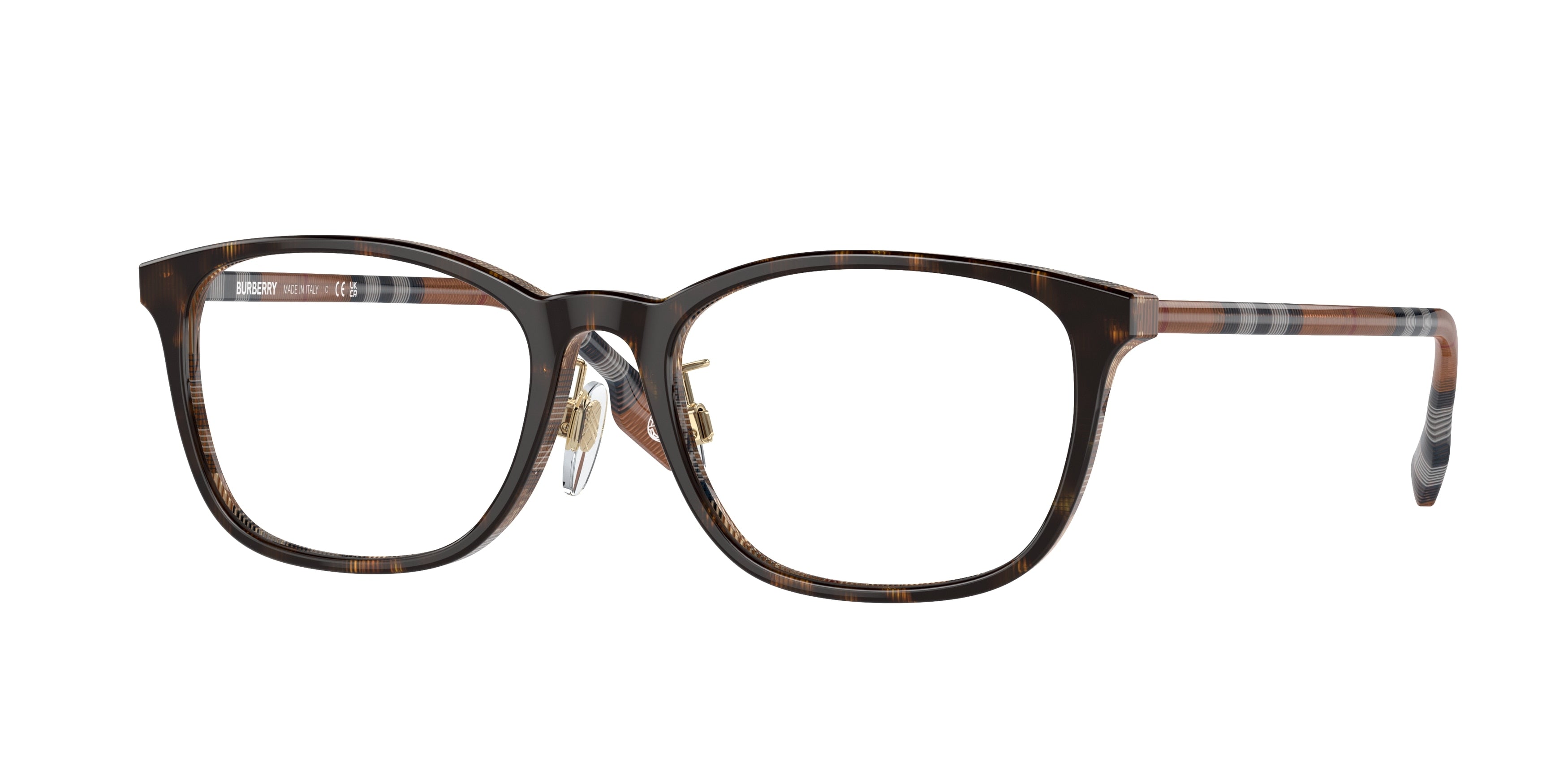 Burberry BE2371D Rectangle Eyeglasses  4102-Top Dark Havana/Check Brown 53-140-18 - Color Map Tortoise