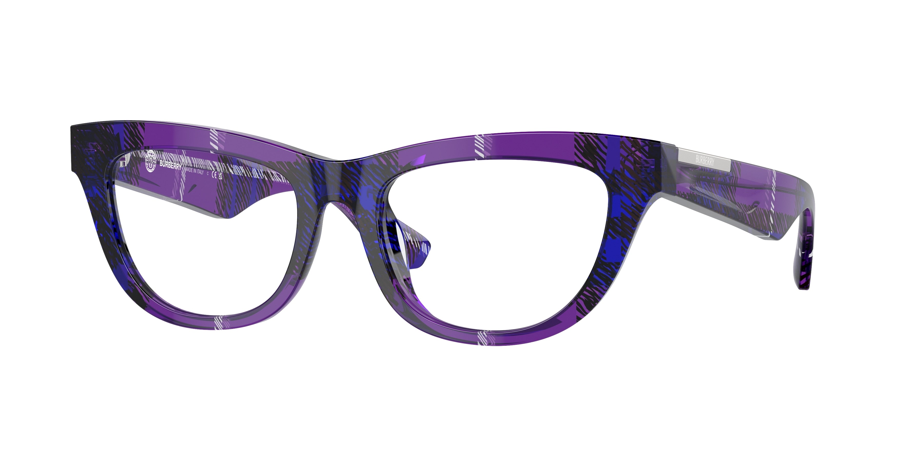 Burberry BE2406U Rectangle Eyeglasses  4113-Check Violet 52-140-18 - Color Map Violet